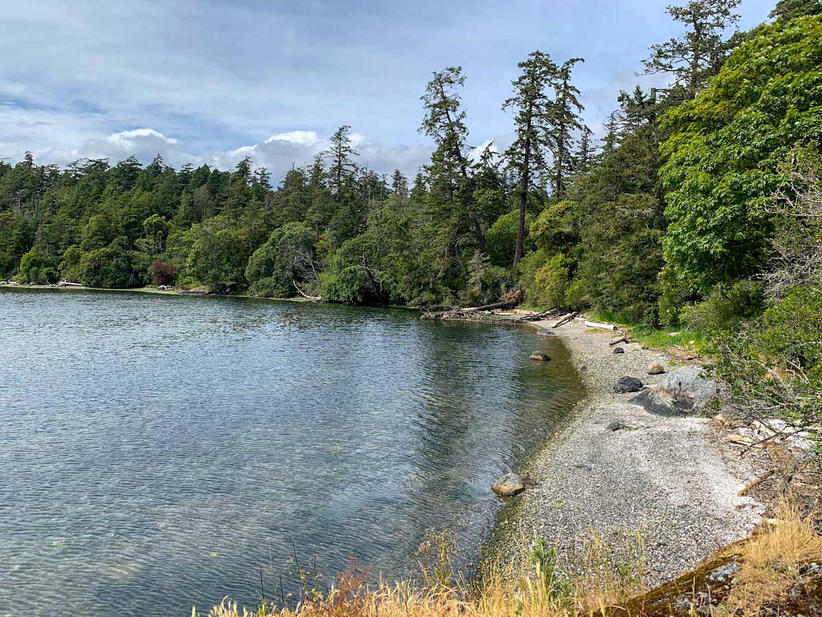 Beautiful bay seen along Metchosin Loop biking near Victoria BC