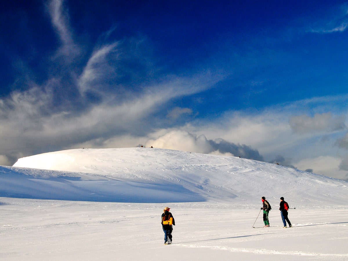 Beautiful panorama of the backcountry during the winter