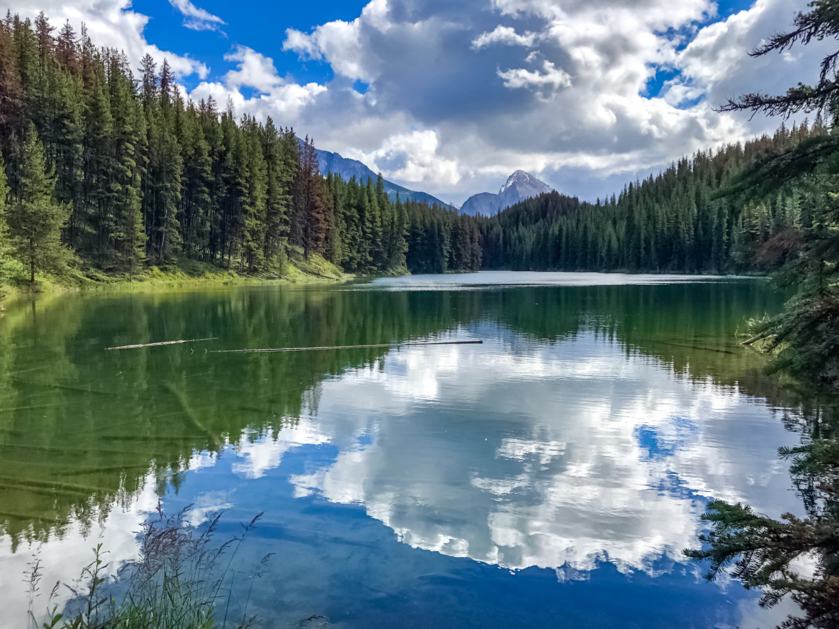 Beautiful clear waters of Maligne Lake in Jasper Alberta Canada