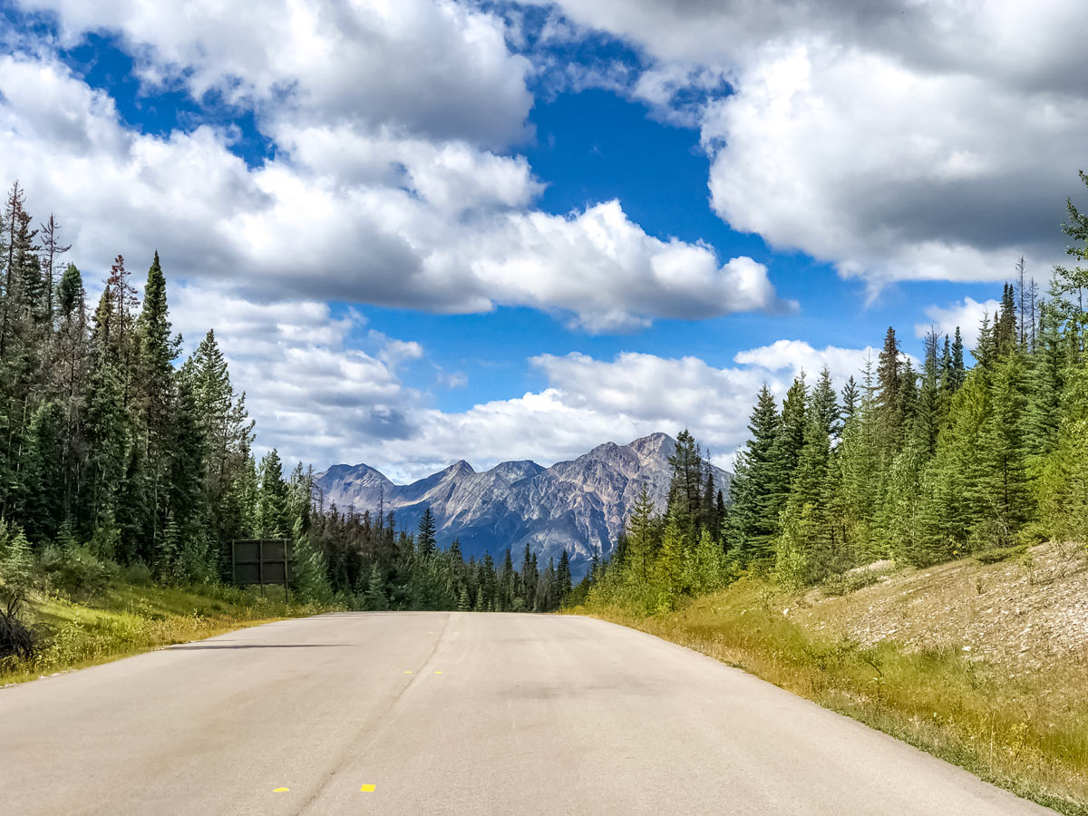 Road to Maligne Lake through the beautiful Canadian Rockies near Jasper Alberta Canada