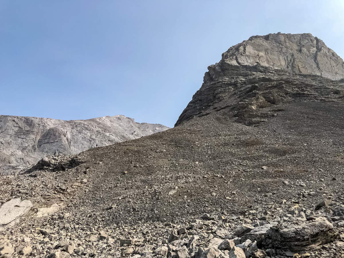 Arethusa Cirque rocky summit hikink in the Kananaskis Rocky Mountains