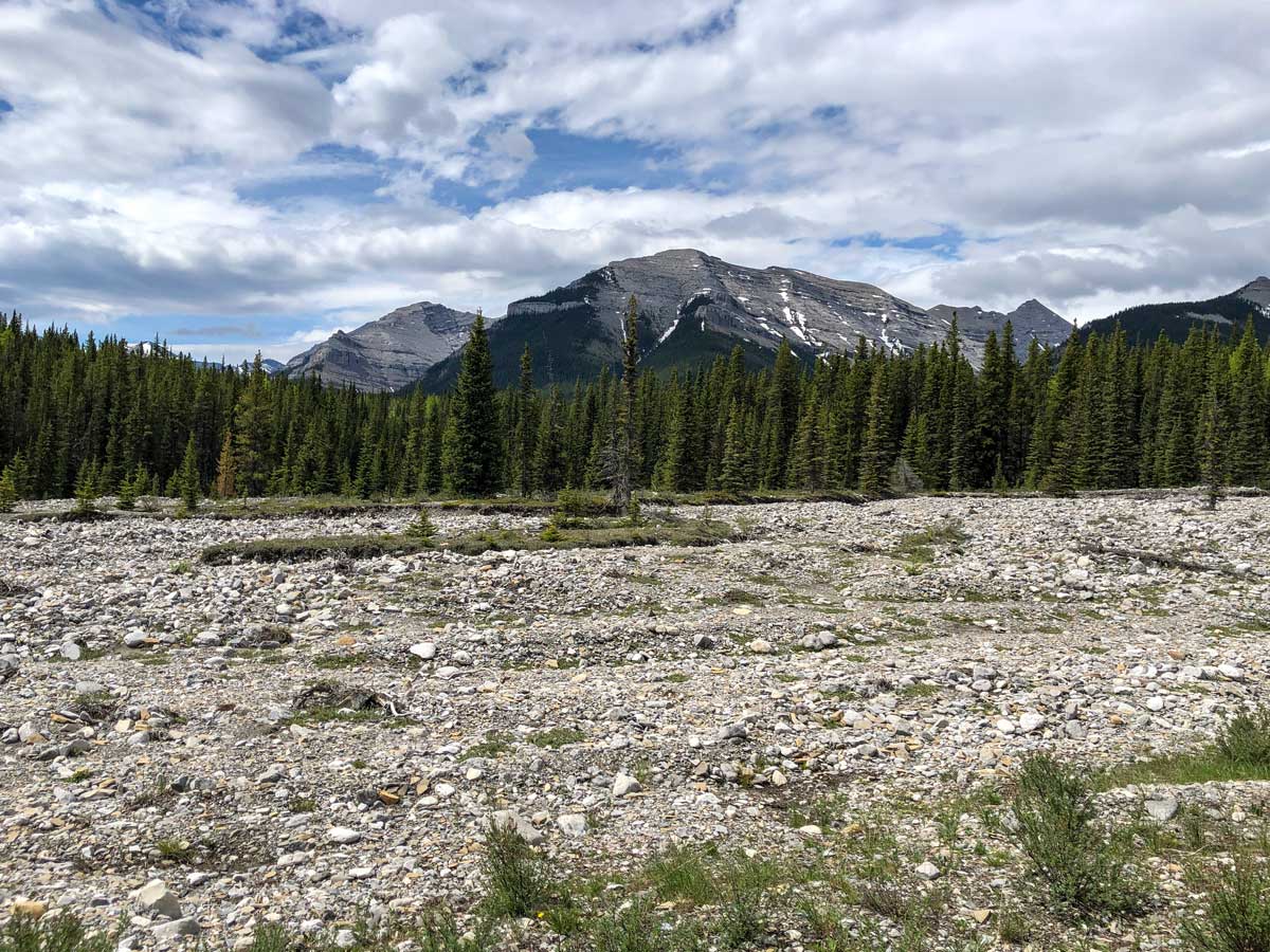 Beautiful Rocky Mountains along Big Elbow hiking walking trails in Kananaskis Alberta