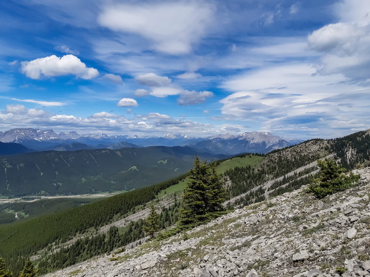 Beautiful mountain vistas seen from Mt Burke hiking in Kananaskis