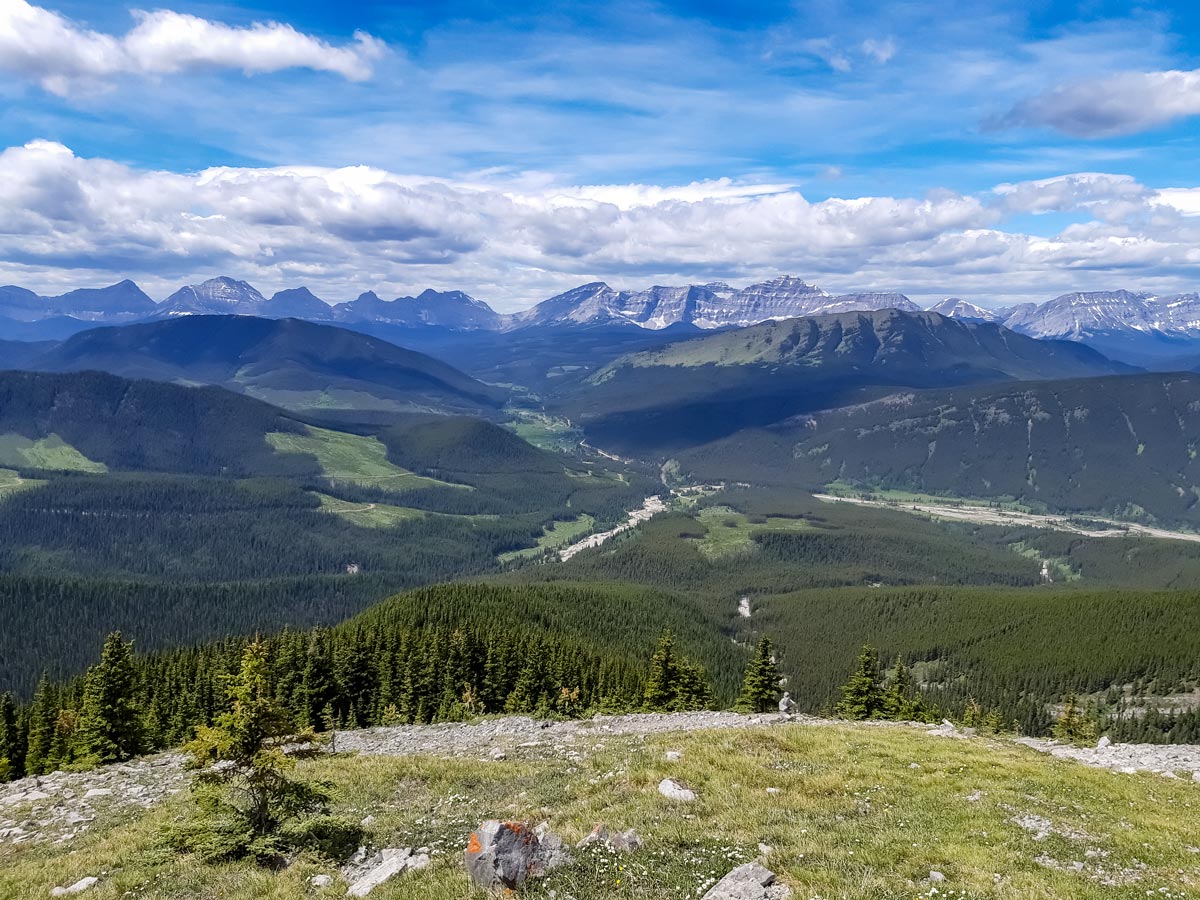 Beautiful Kananaskis Alberta mountain ranges seen hiking Mt Burke