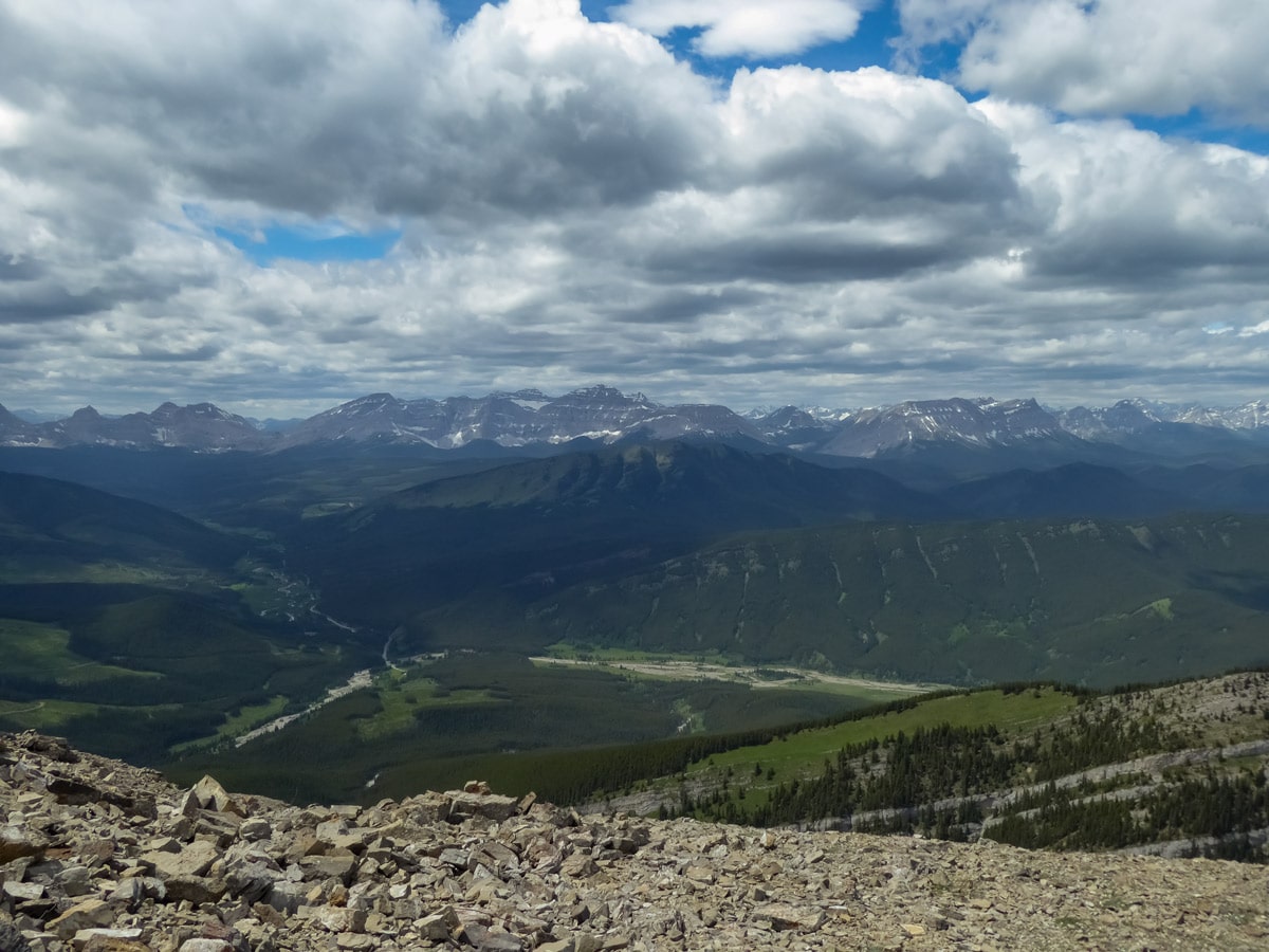 Looking down on Kananaskis country while hiking Mt Burke