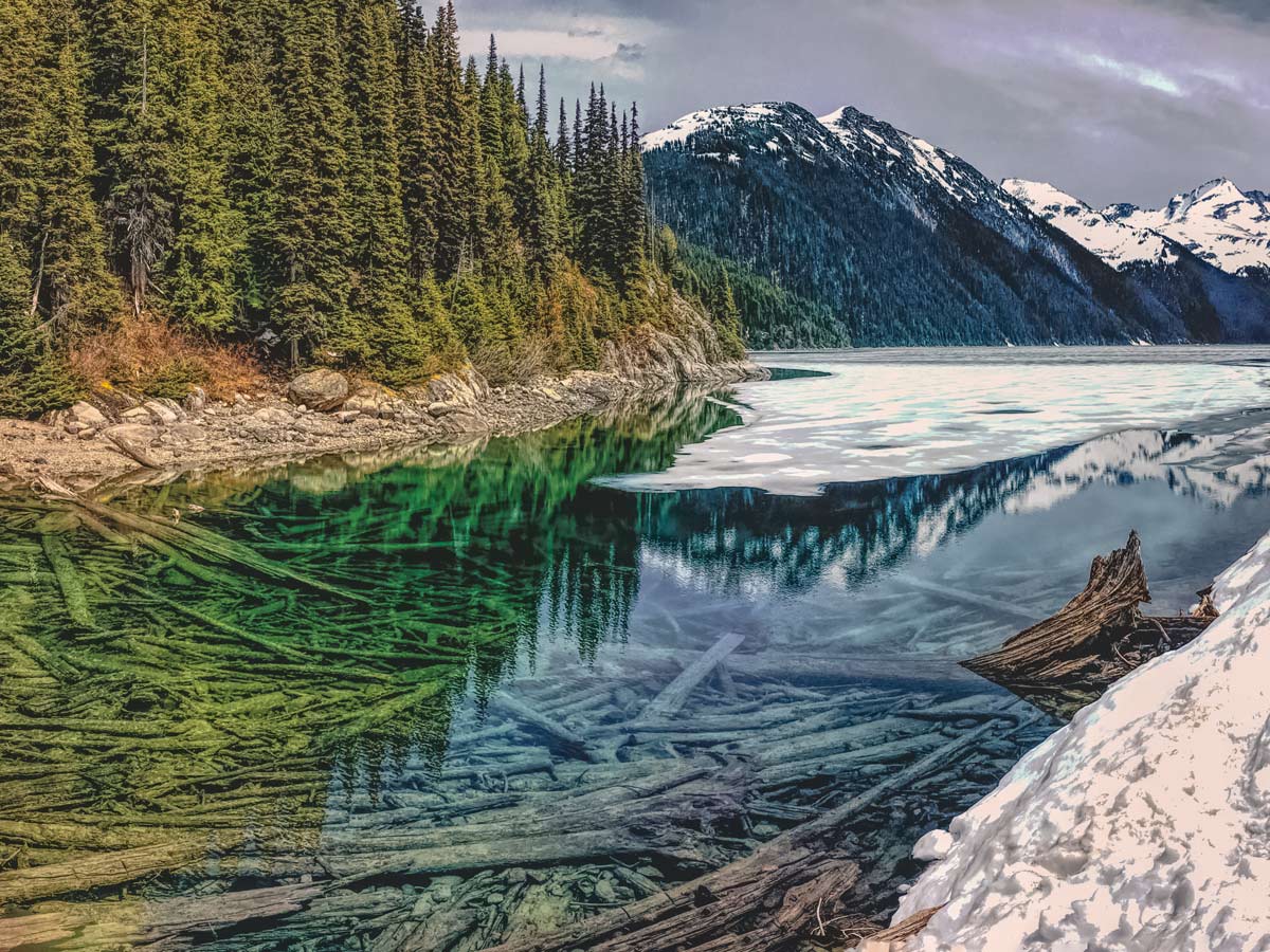 Garibaldi Provincial Park Lake in winter