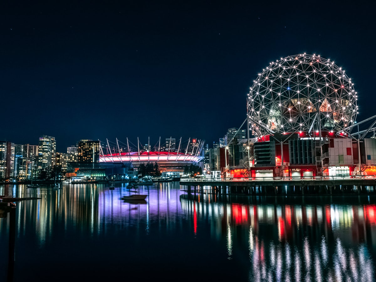 Vancouver city lights Science Center on the Pacific west coast British Columbia Canada