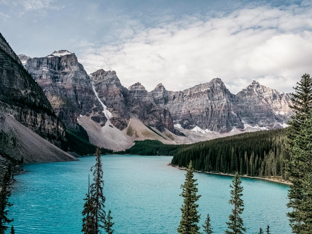 Stunning Moraine Lake hiking in the Rocky Mountains Alberta Canada