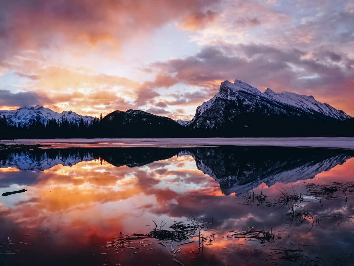 Vermillion Lakes Rundle Mountain sunrise Banff Alberta Canada