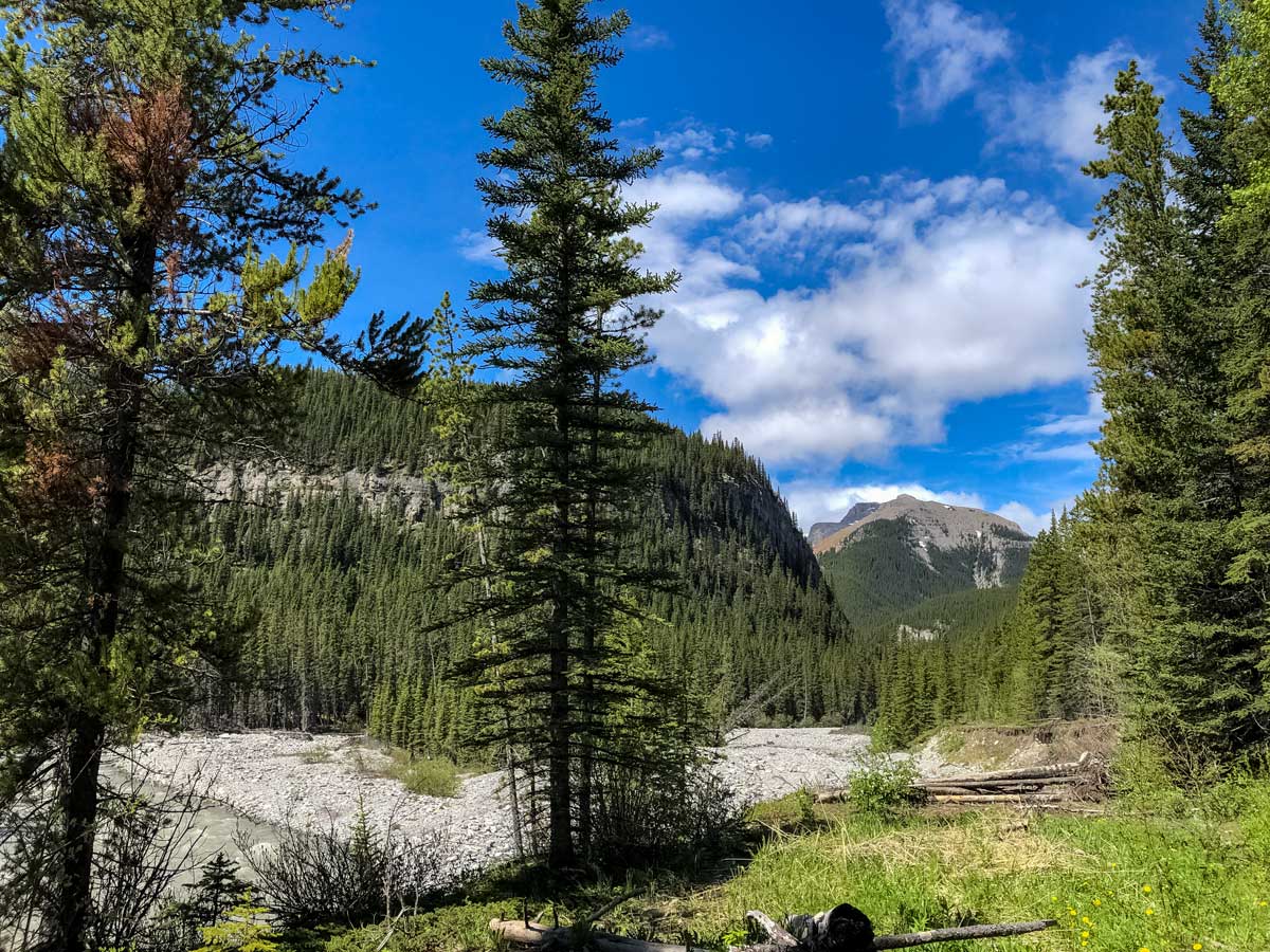 Hiking in the Canadian Rocky Mountains Little Elbow trail Kananaskis Alberta Canada