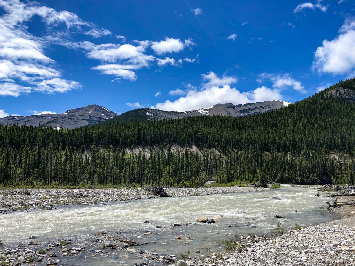 Rocky Mountain river Little Elbow hiking trail Kananaskis Alberta Canada