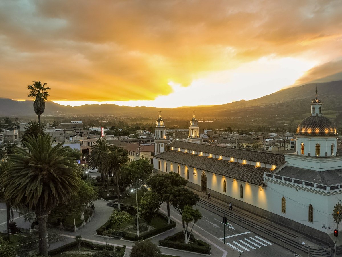 Beautiful sunset over historic Atuntaqui city