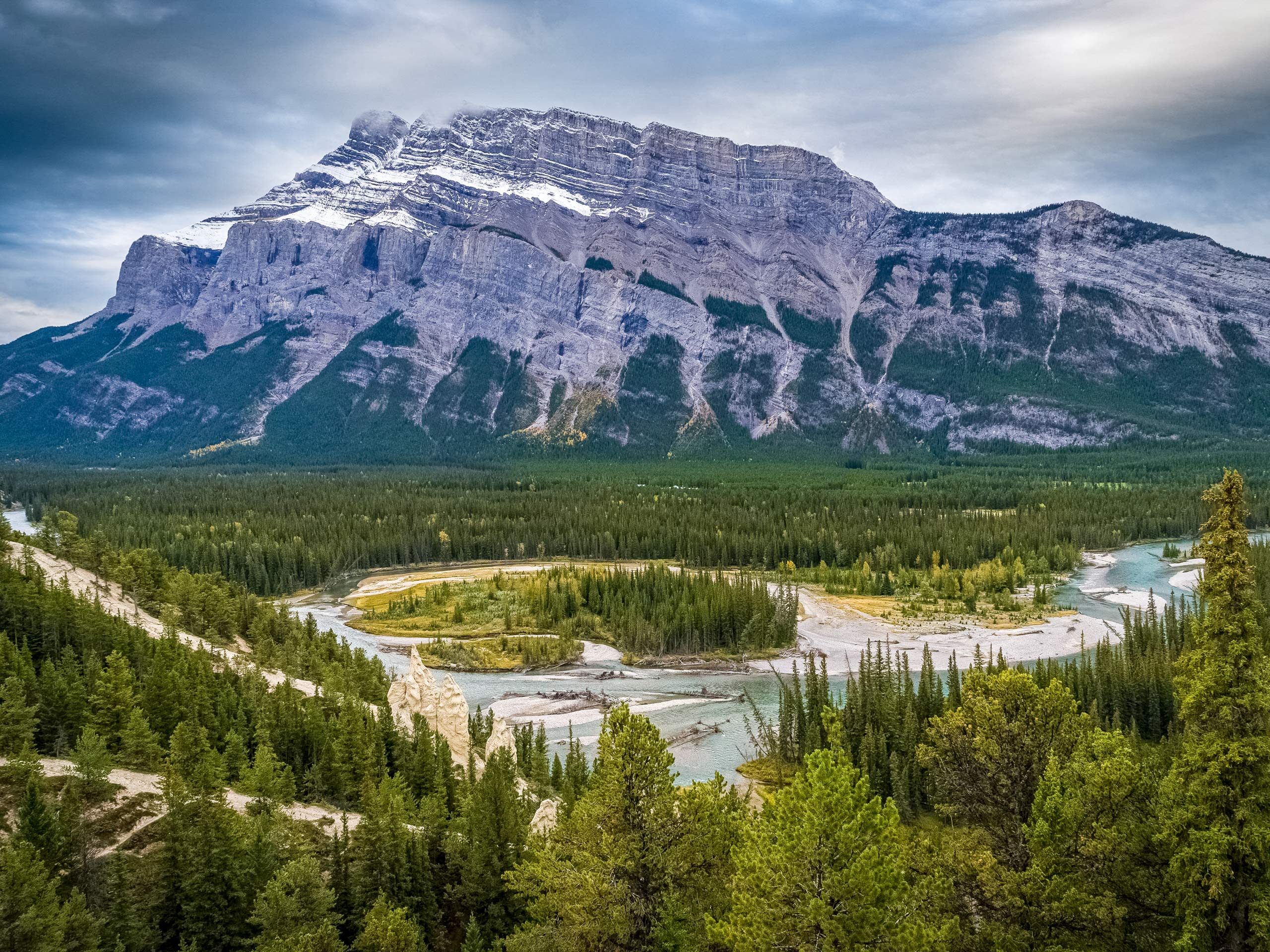 Banff Hoodoos hiking trail Bow River Rocky Mountains