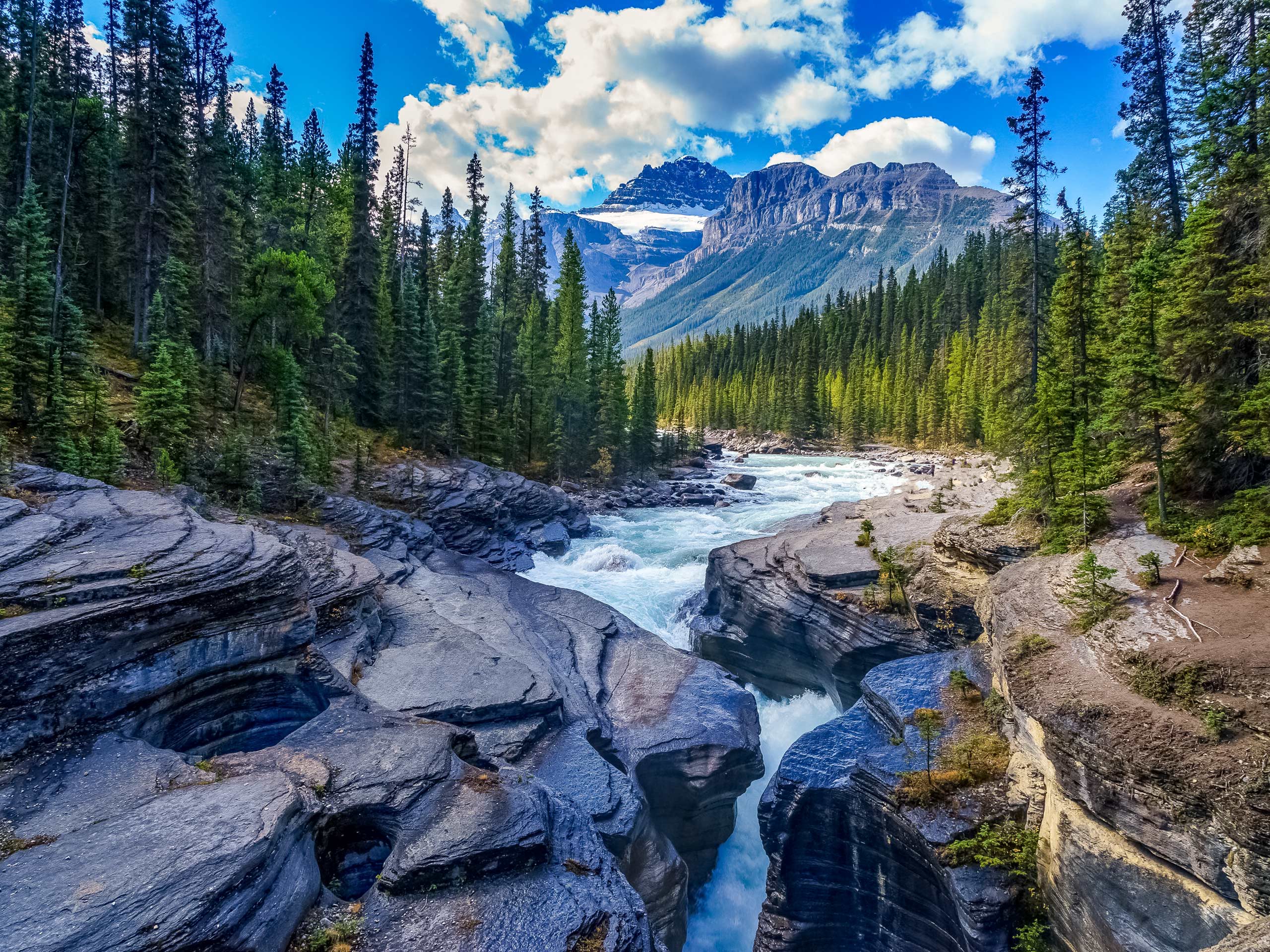 Mistaya Canyon hiking trail beautiful Banff National Park Canada