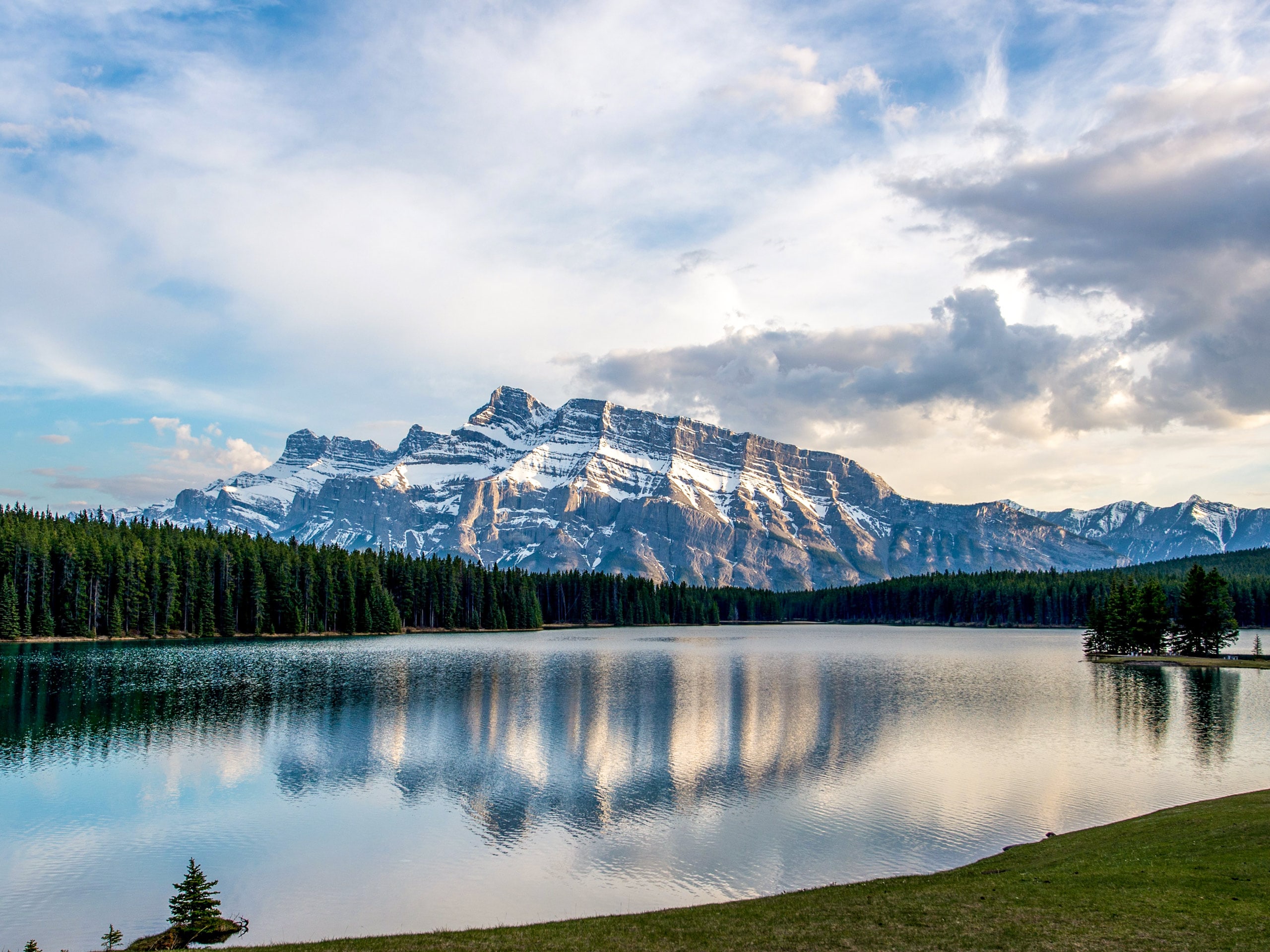 View of Mount Rundle from Two Jack Lake Banff National Park