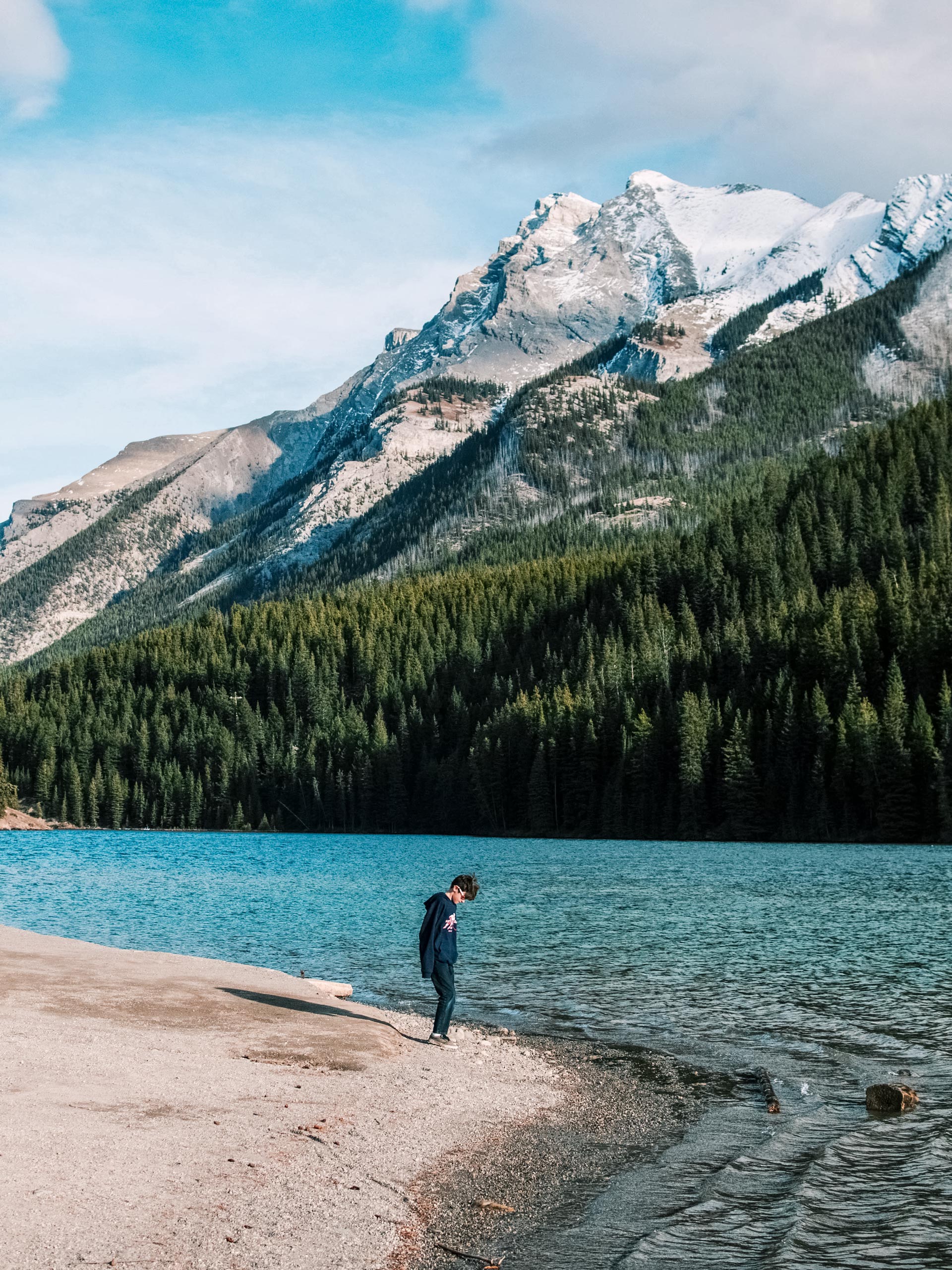 Exploring shore around Two Jack Lake