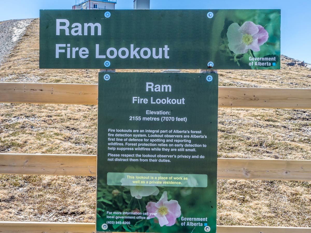 Information board near Ram Mountain Fire Lookout Station in David Thompson Scrambles Canada