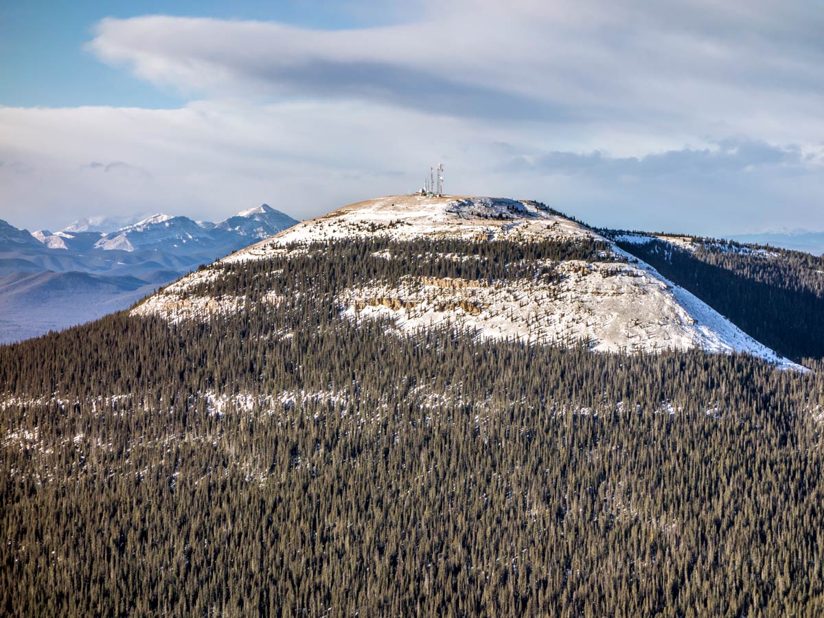 Shunda Mountain summit as seen from Coliseum Mountain on Coliseum Mountain scramble near Nordegg Alberta