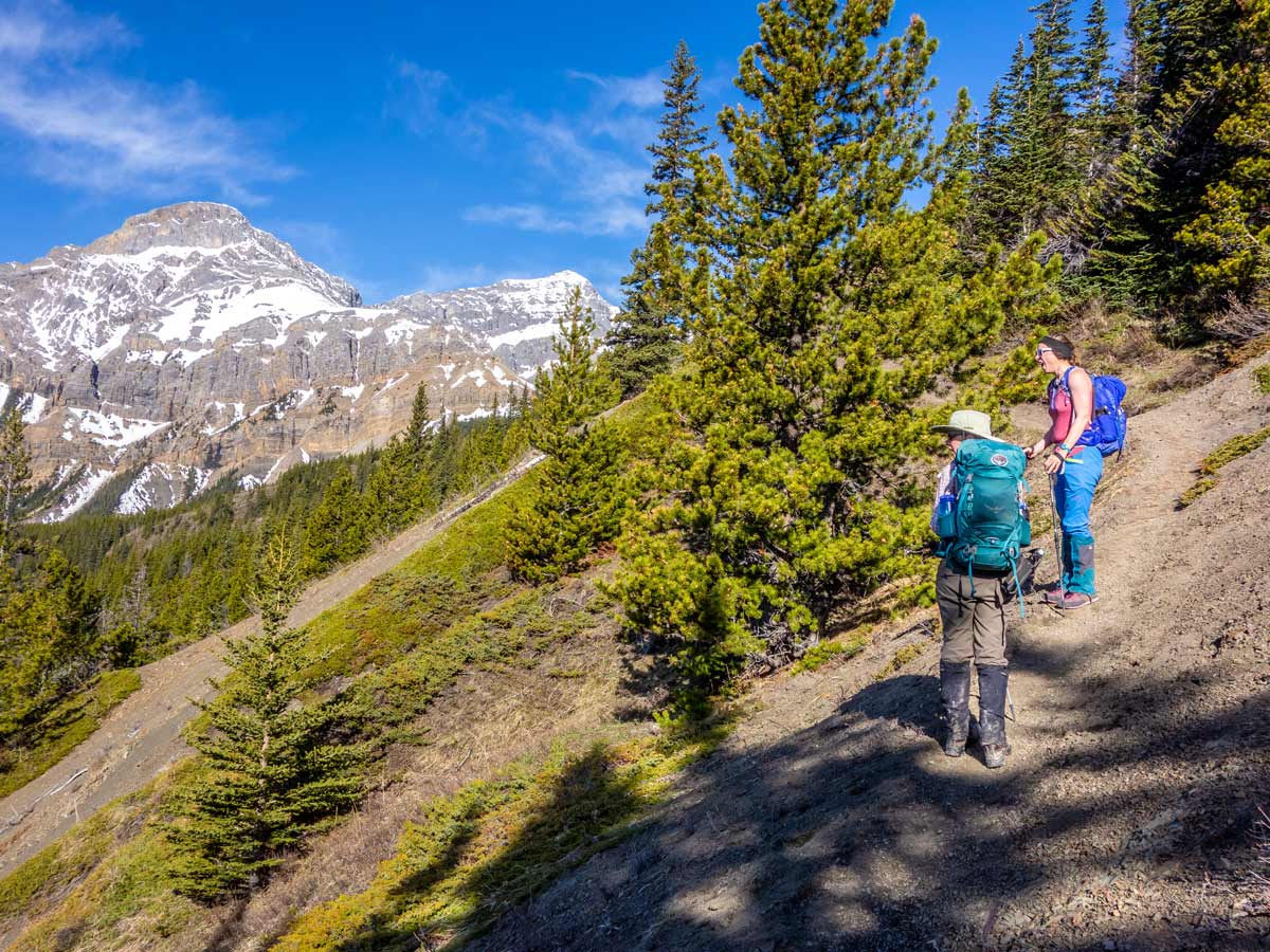 Hikers on Allstones Ridge and Lake Trail in David Thompson Scrambles Canada