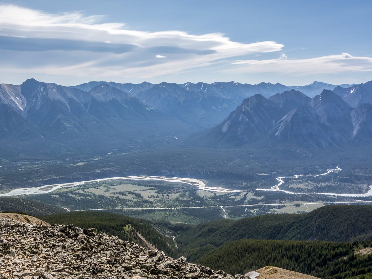 Mount William Booth, five peaks of Ex Coelis Mountain, Ardennes, Normandy, Stan Waters, Rhine, and Elbe Peaks as seen from Two O Clock Ridge