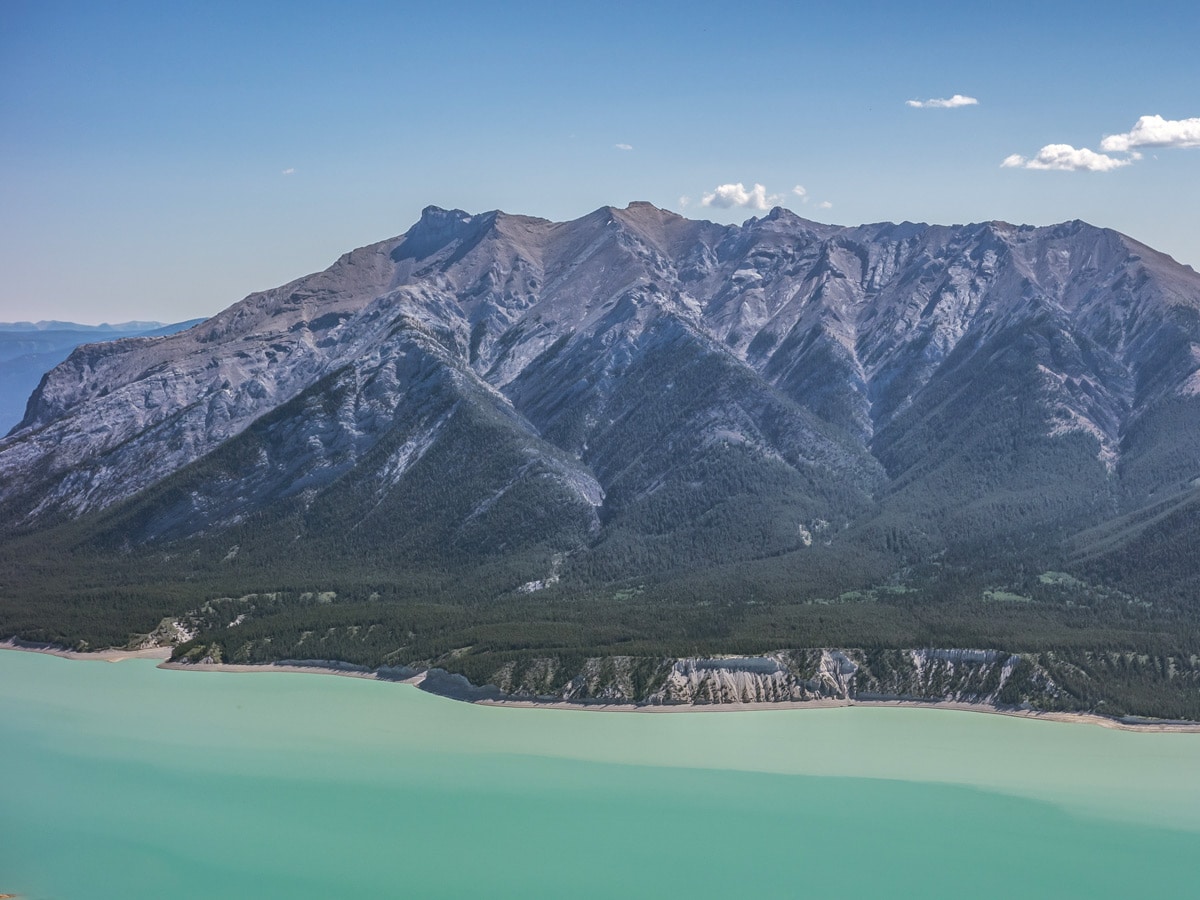 Turquoise waters of Lake Abraham as seen on Coral Ridge
