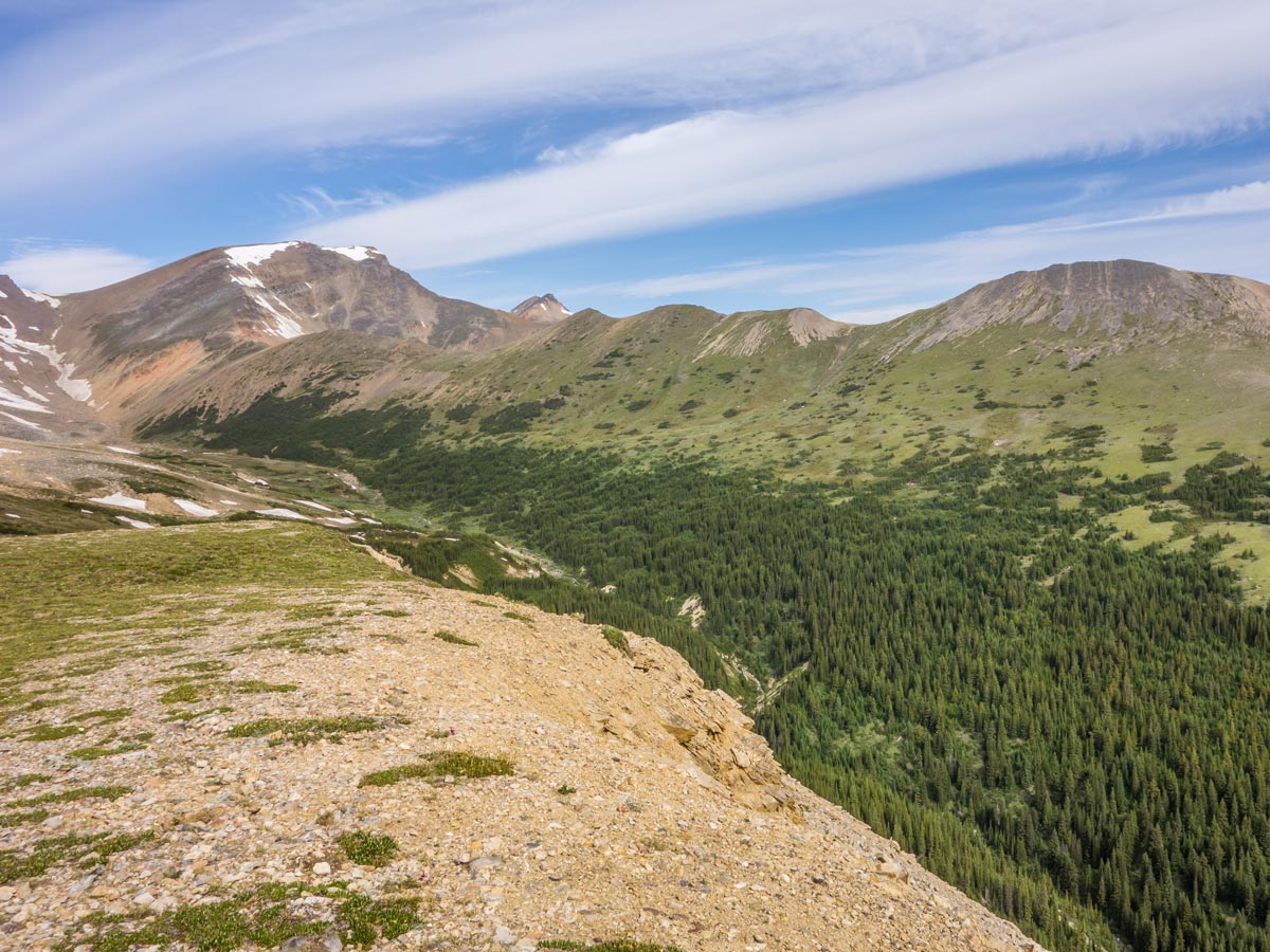 Beautiful valley views as seen on Tuff Puff Ridge scramble near David Thompson Hwy