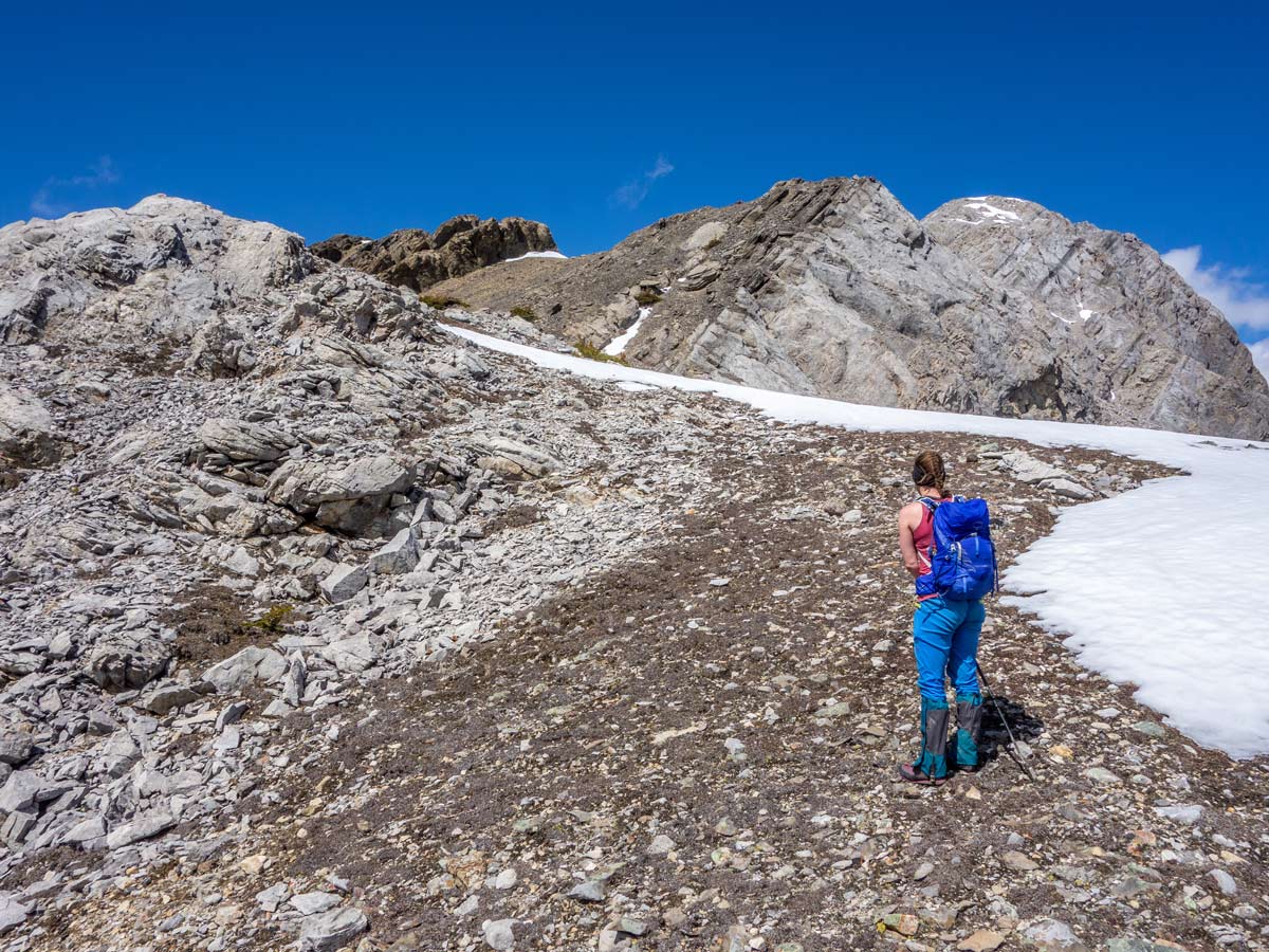 Resting along the trail to Talus Peak on Windy Point Ridge Hike