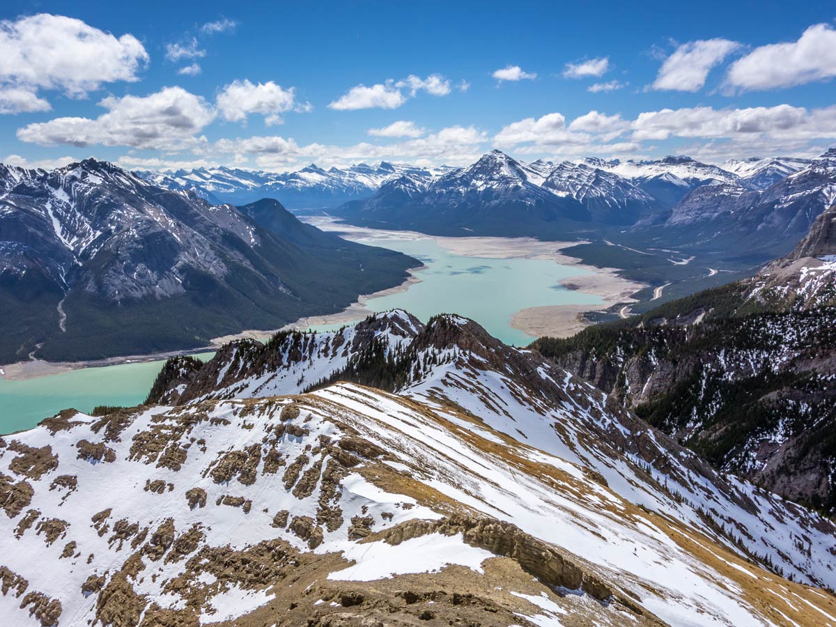 Looking west to Abraham Lake on Windy Point Ridge Hike