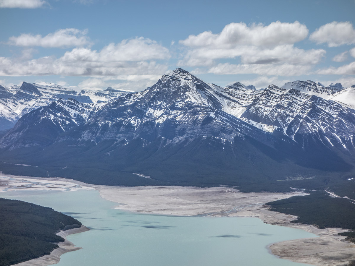 Canadian Rocky Mountains above Abraham Lake on Windy Point Ridge Hike