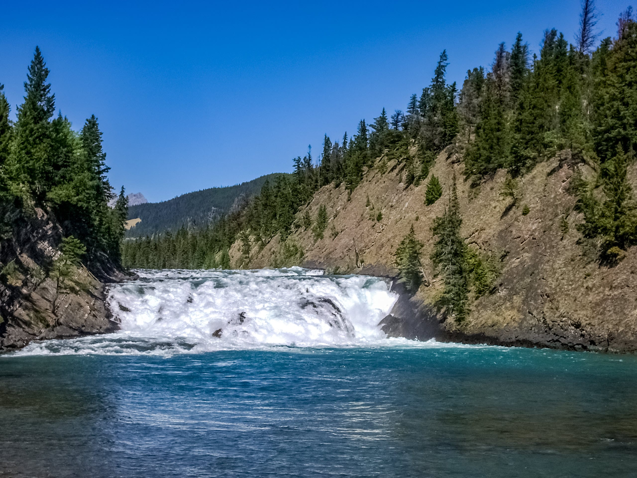 Bow falls waterfalls rapids hiking Spray Piver Loop Banff National Park