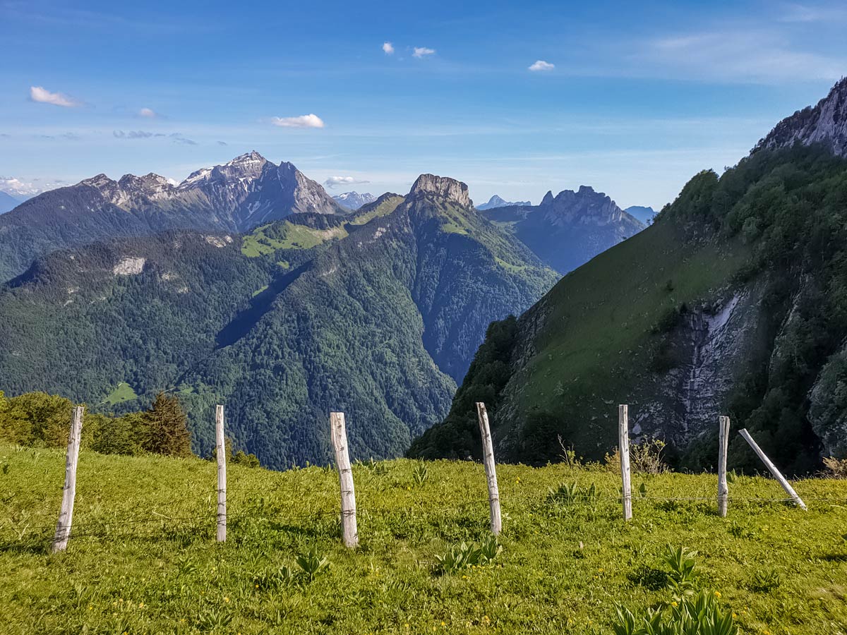 View from crossroad detour 3 tetes Plateau des Gileres hiking France