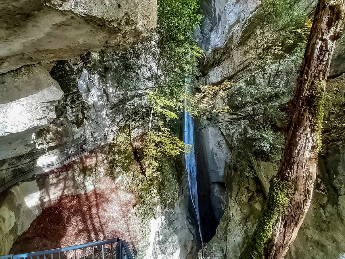 Beautiful waterfall Angon waterfalls hiking in France