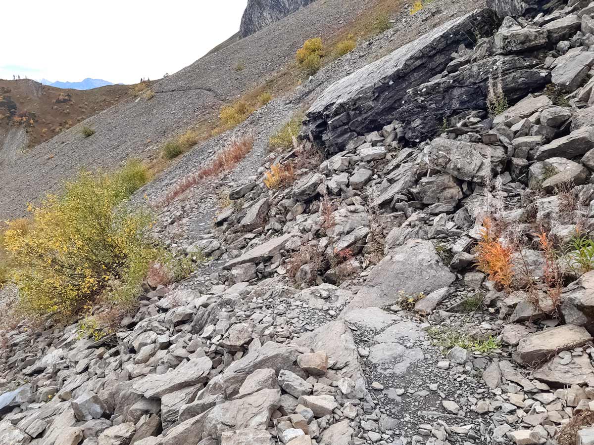 Rocky route Col Des Aravis hiking trails in France