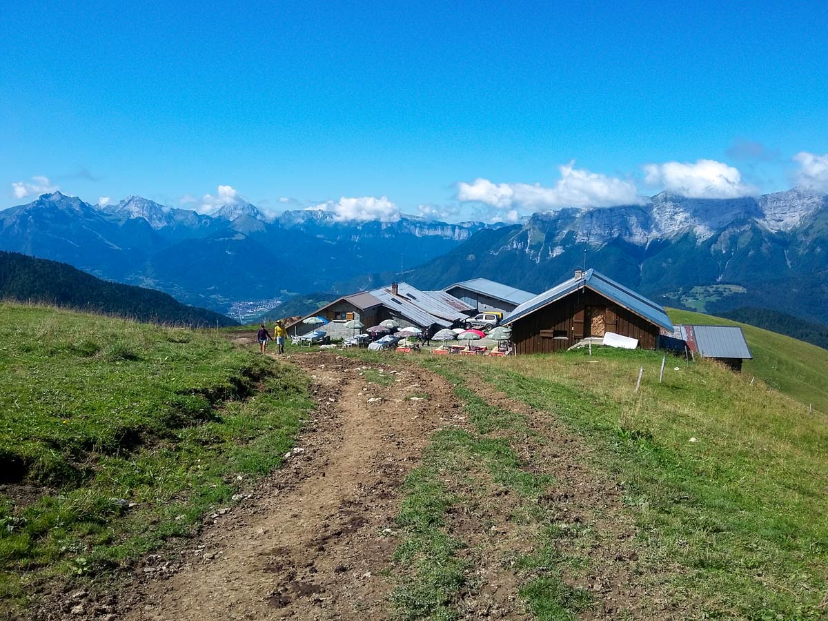 View from track above refuge hiking Lac du Mont Charvin trail France