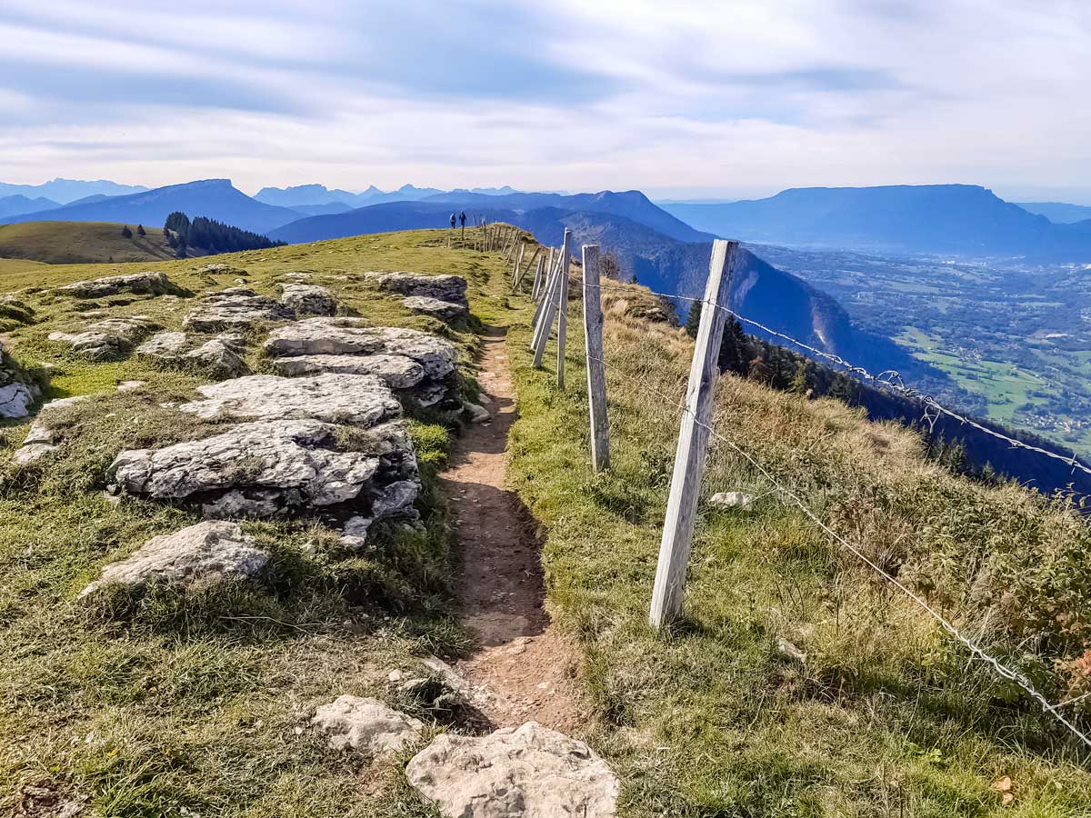 Cliff views to west along Semnoz hike in France