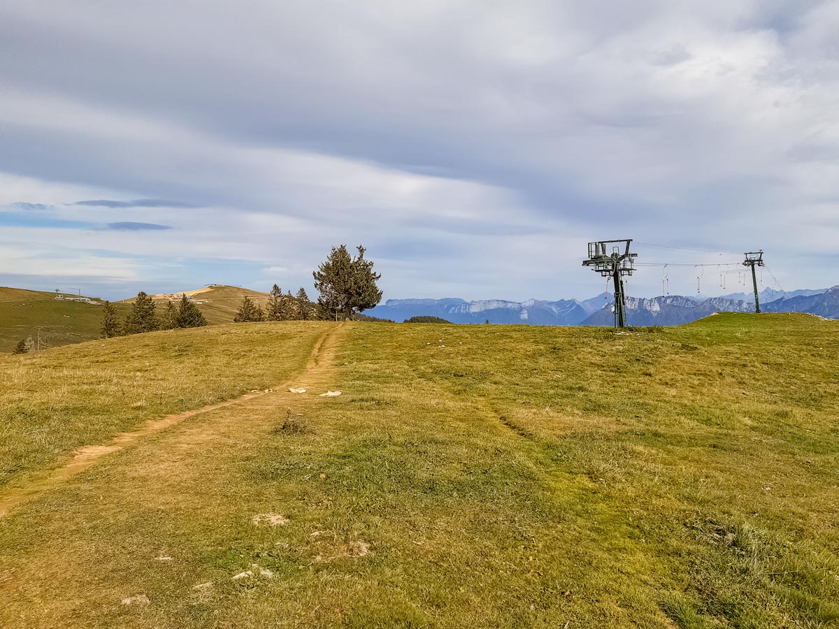 Ski lift along Semnoz hiking trail in France