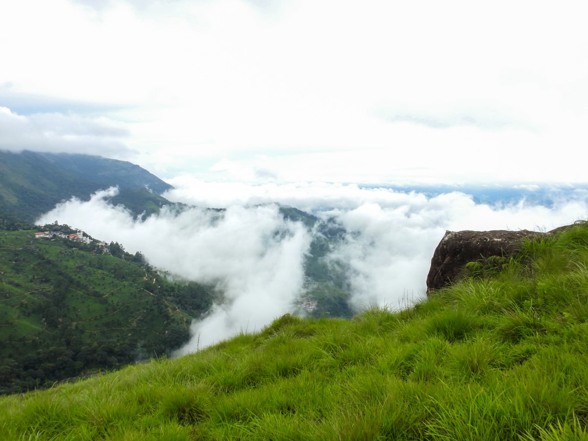 Low clouds in the valley of Lakshmi Hills hiking in SW Ghats India