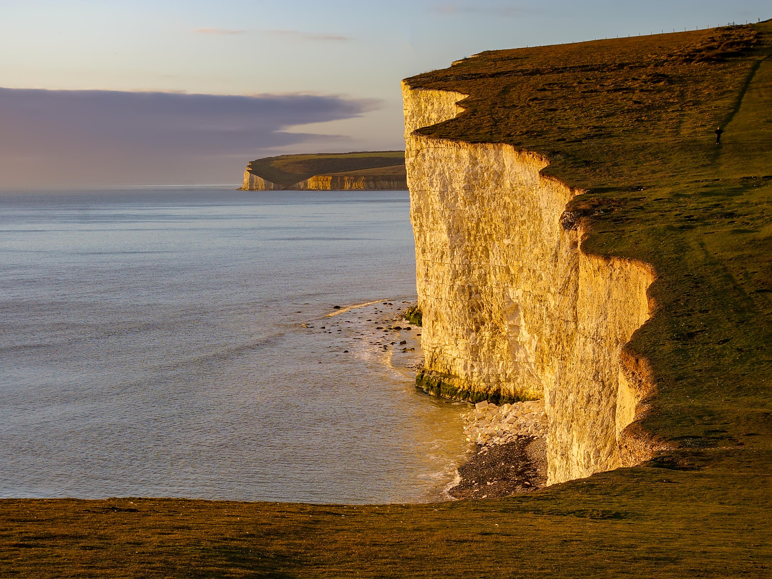 Seven Sisters Crowlink Midwinter sun South Downs UK