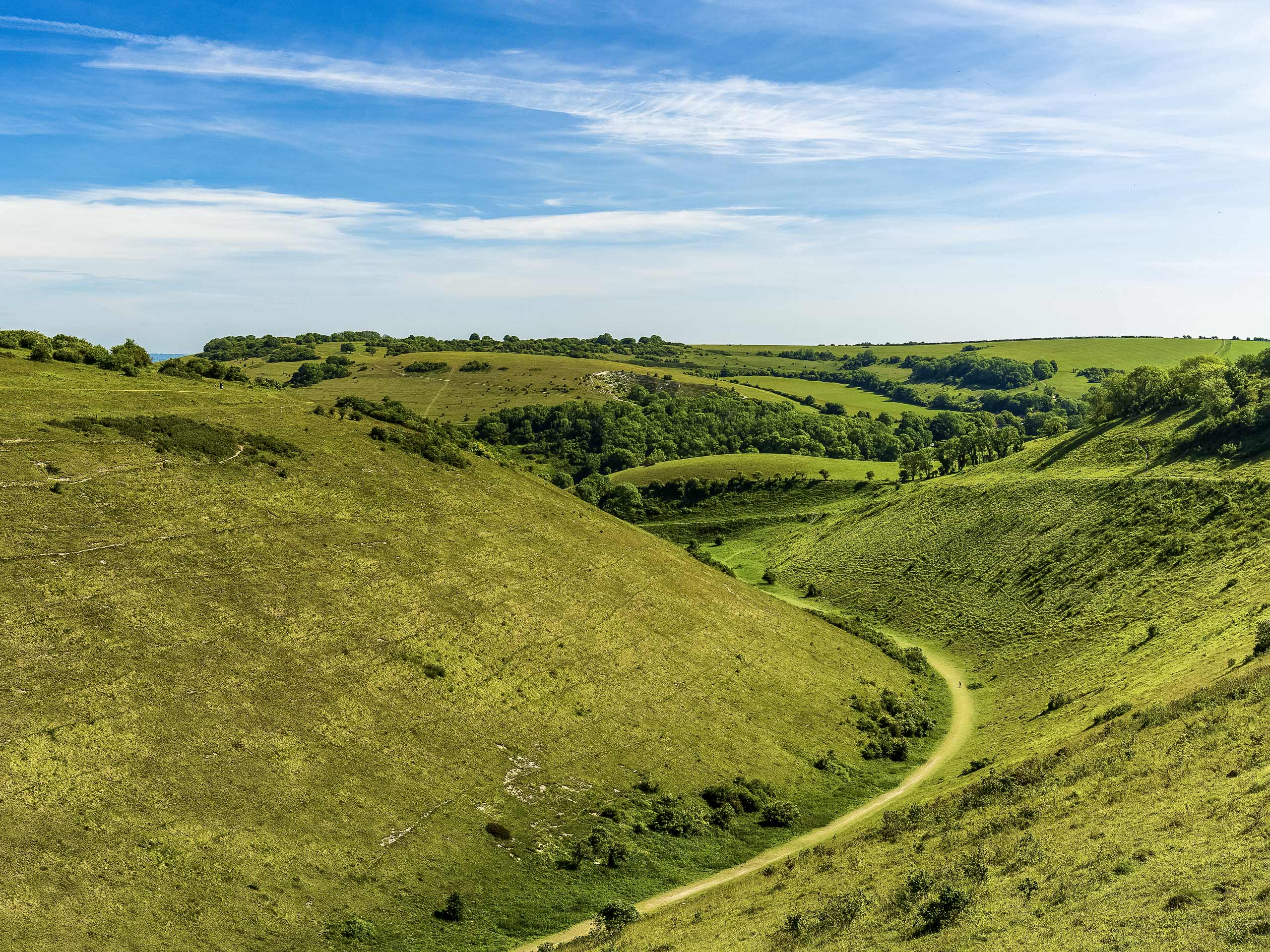 Walking Devils Dyke trail South Downs Sussex UK