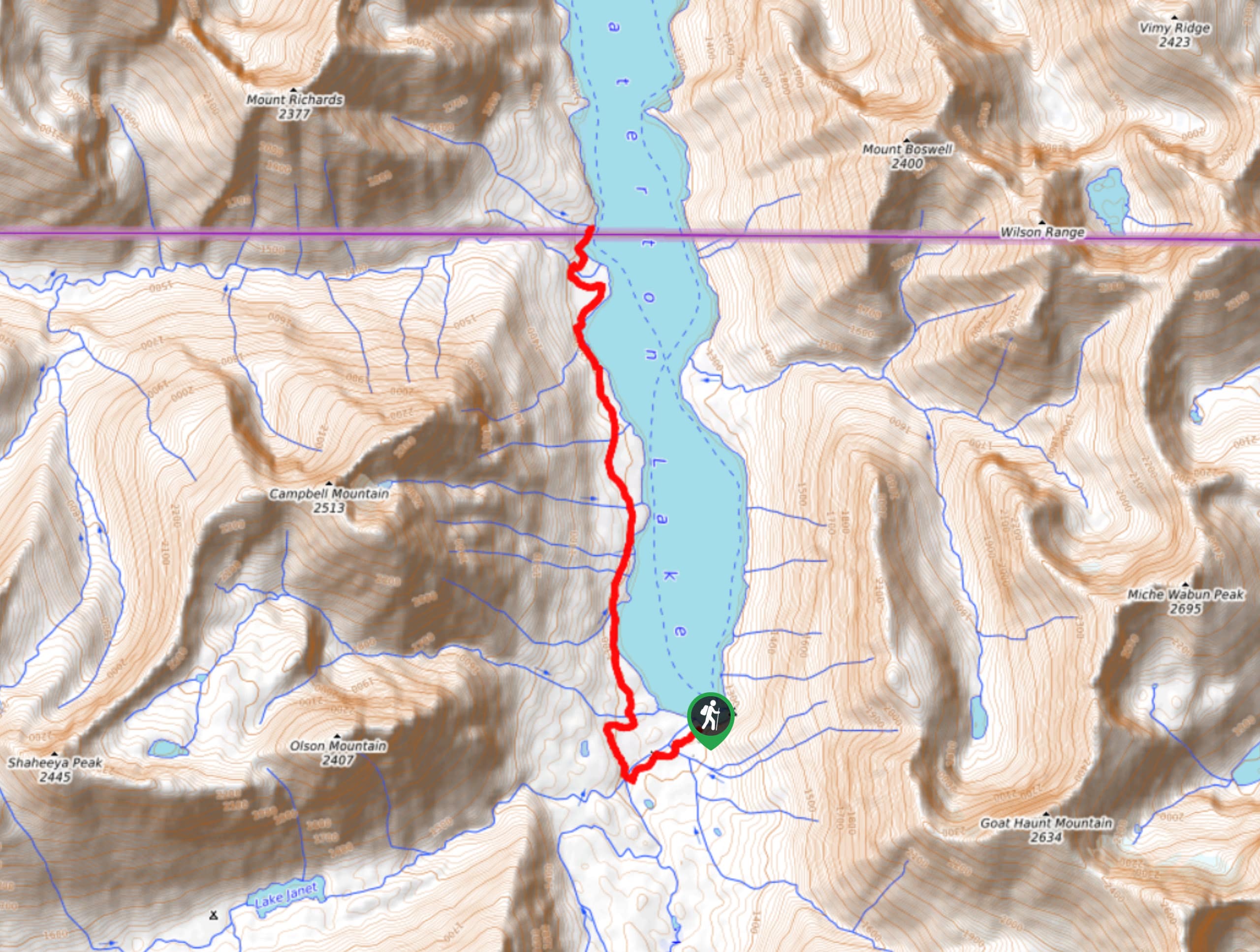Waterton Overlook Trail Map