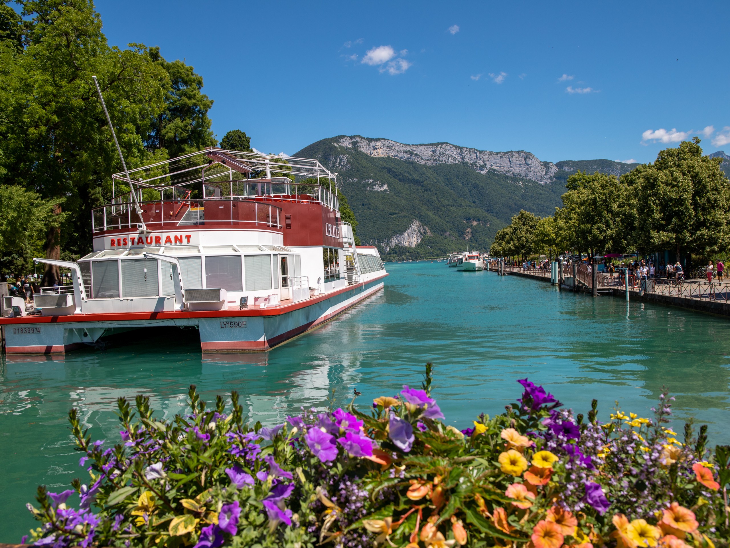 Boat on the Annecy Lake in France