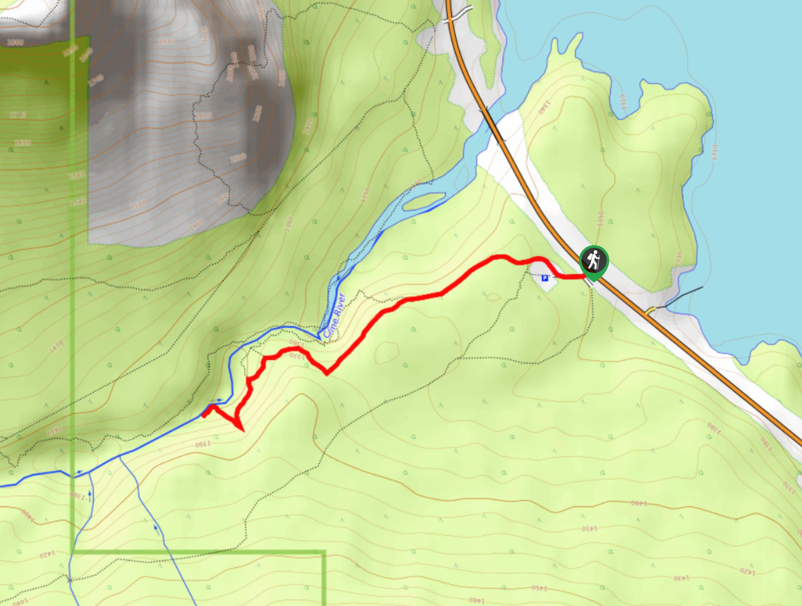 Cline River Falls Trail Map