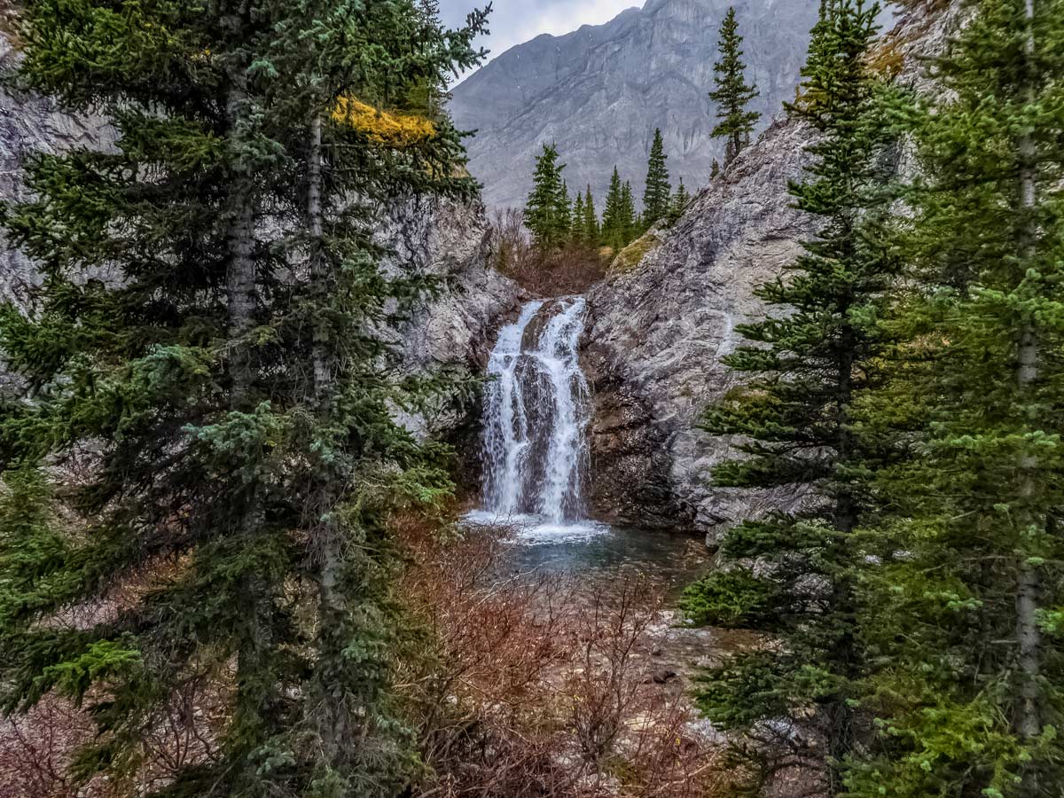 Beautiful Edworthy Falls waterfalls in Kananaskis Alberta Canada