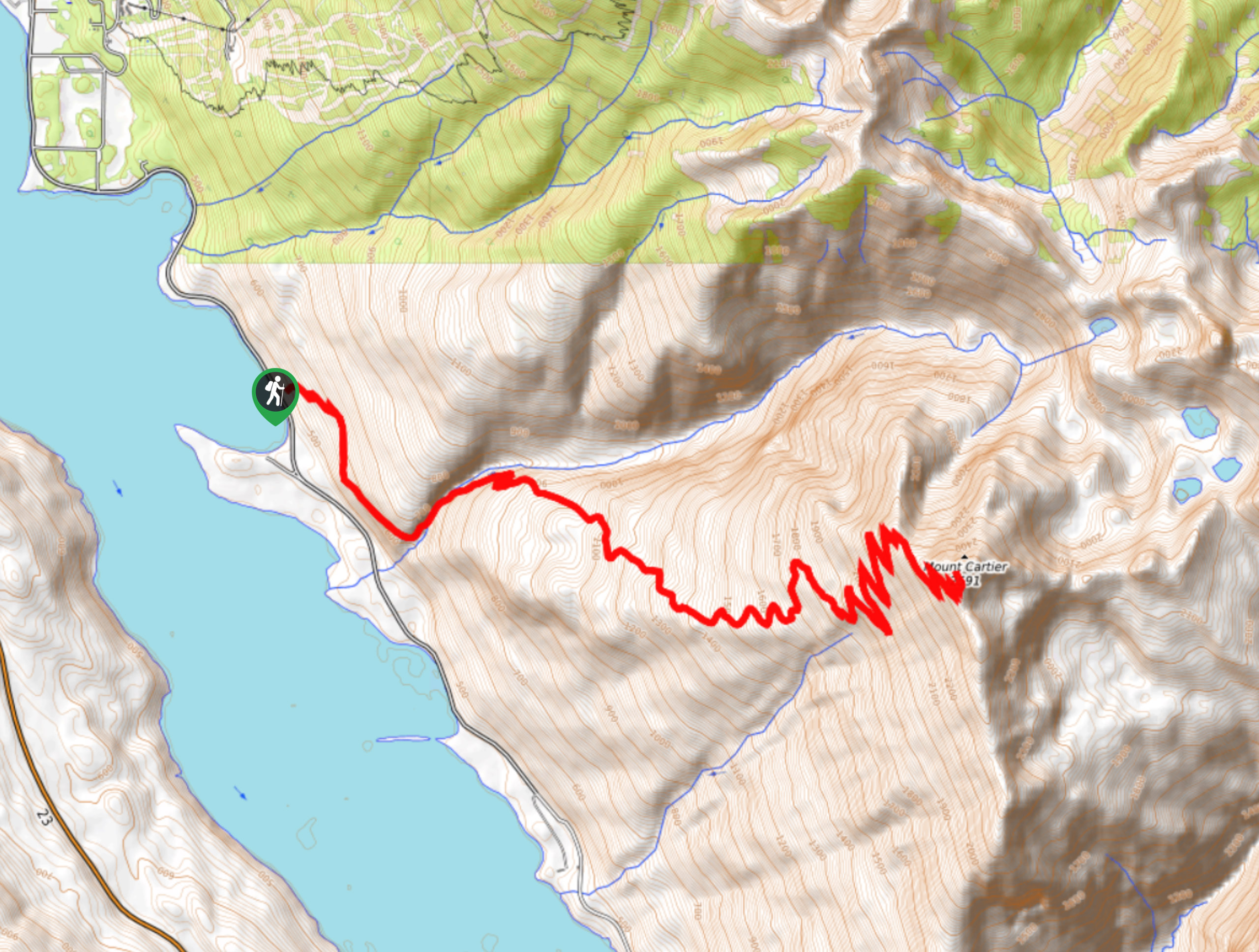 Mount Cartier Peak Trail Map