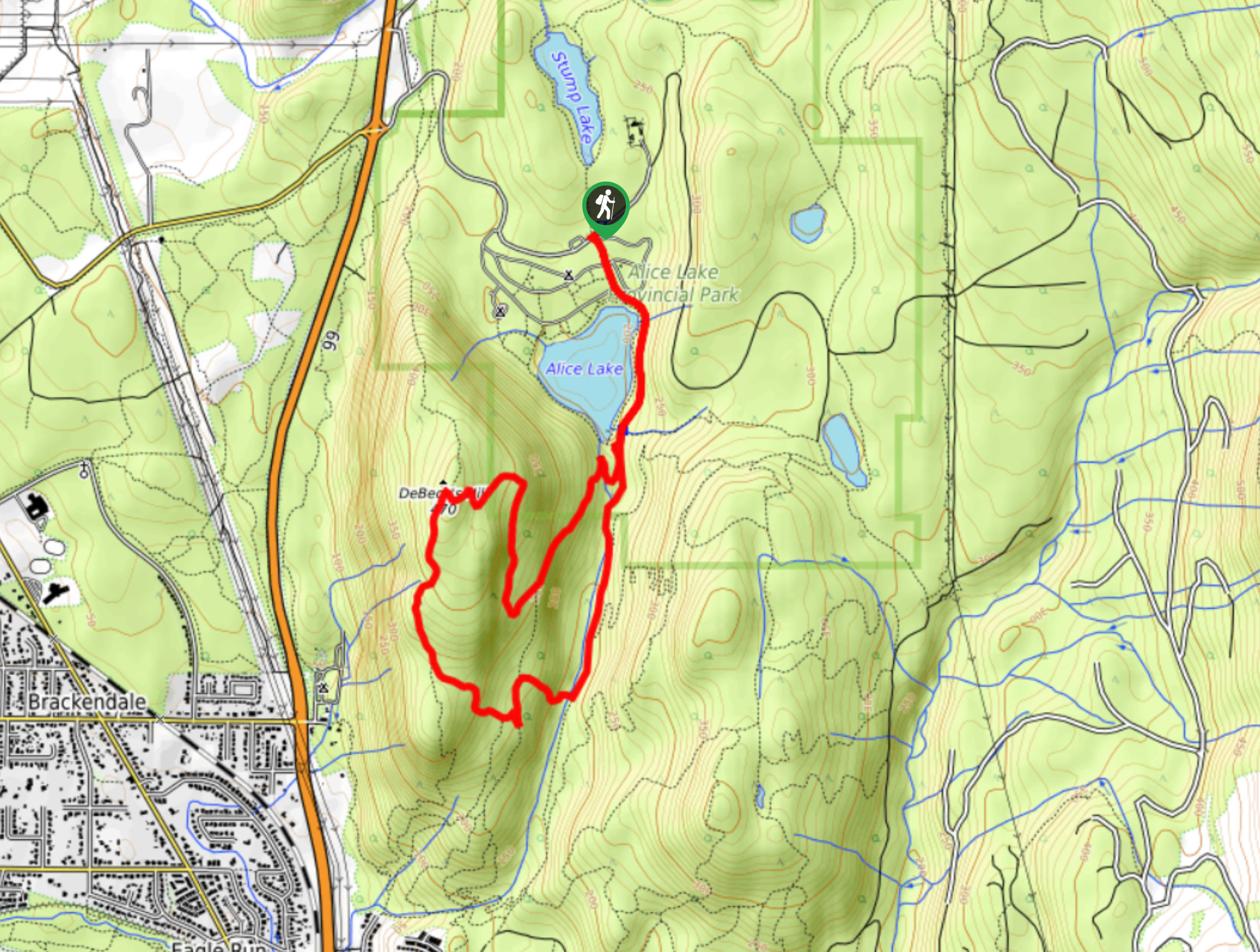 Jack’s Trail to DeBeck’s Hill Map