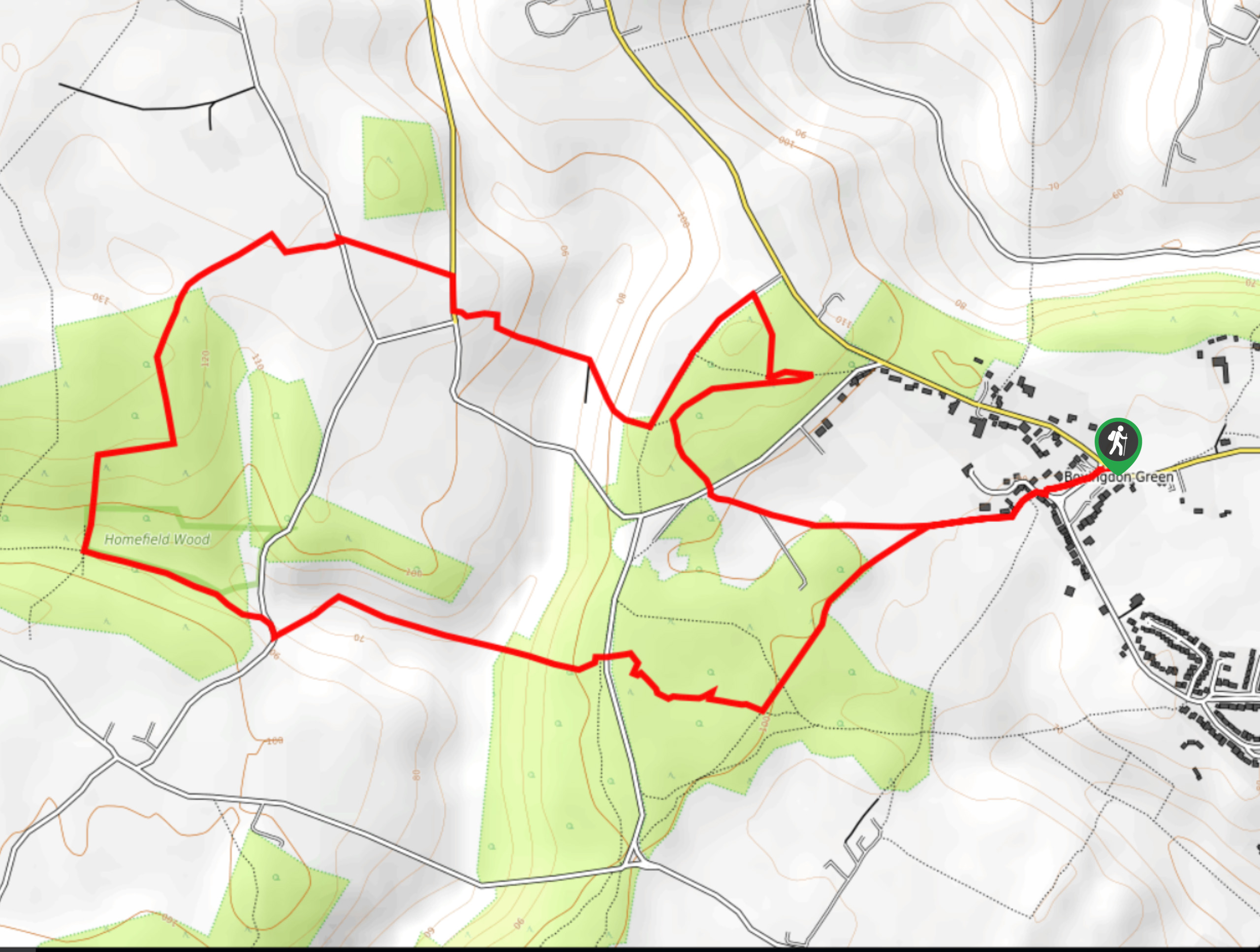 Royal Oak, Marlow Common and Homefield Wood Walk Map