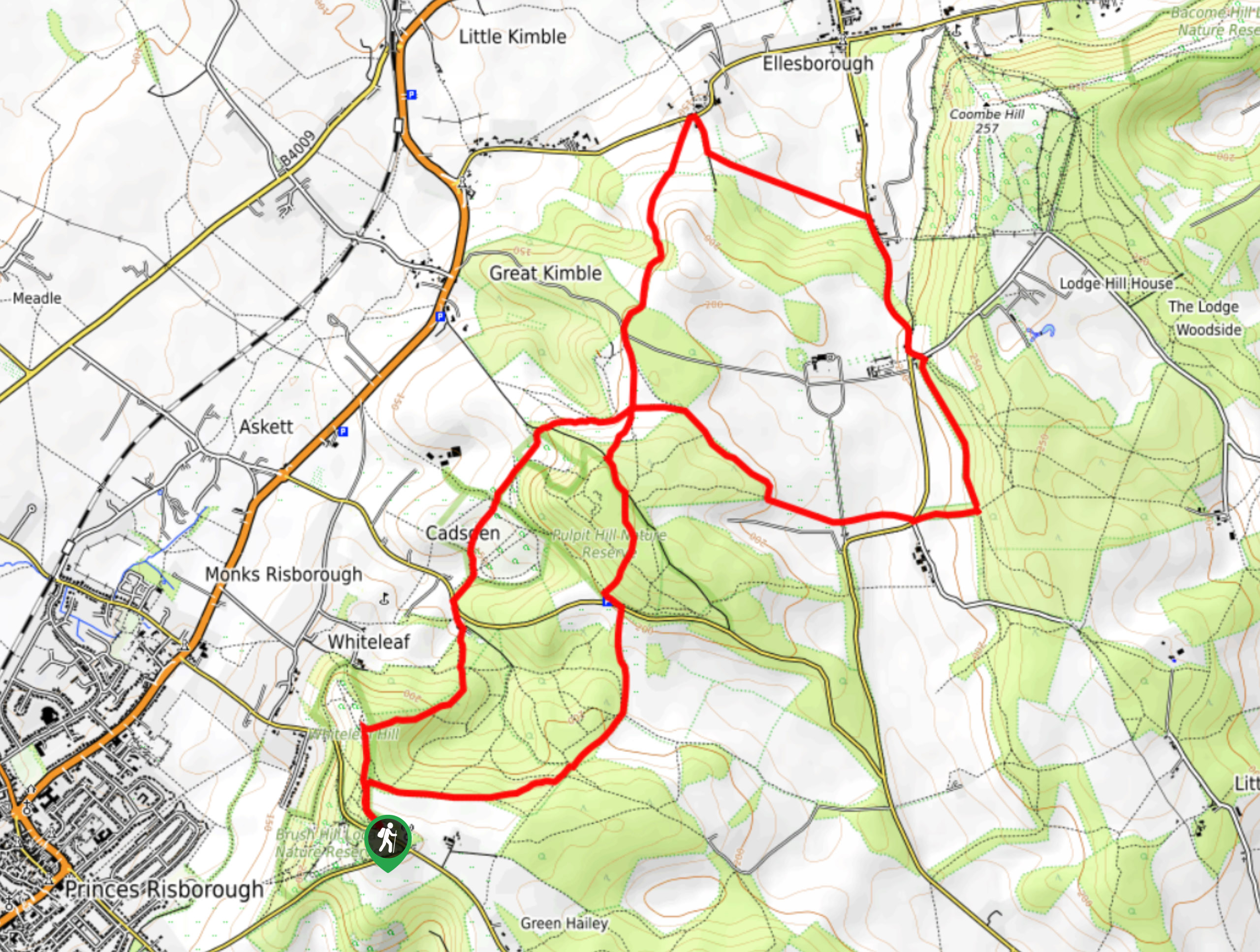 Whiteleaf to Chequers Walk Map