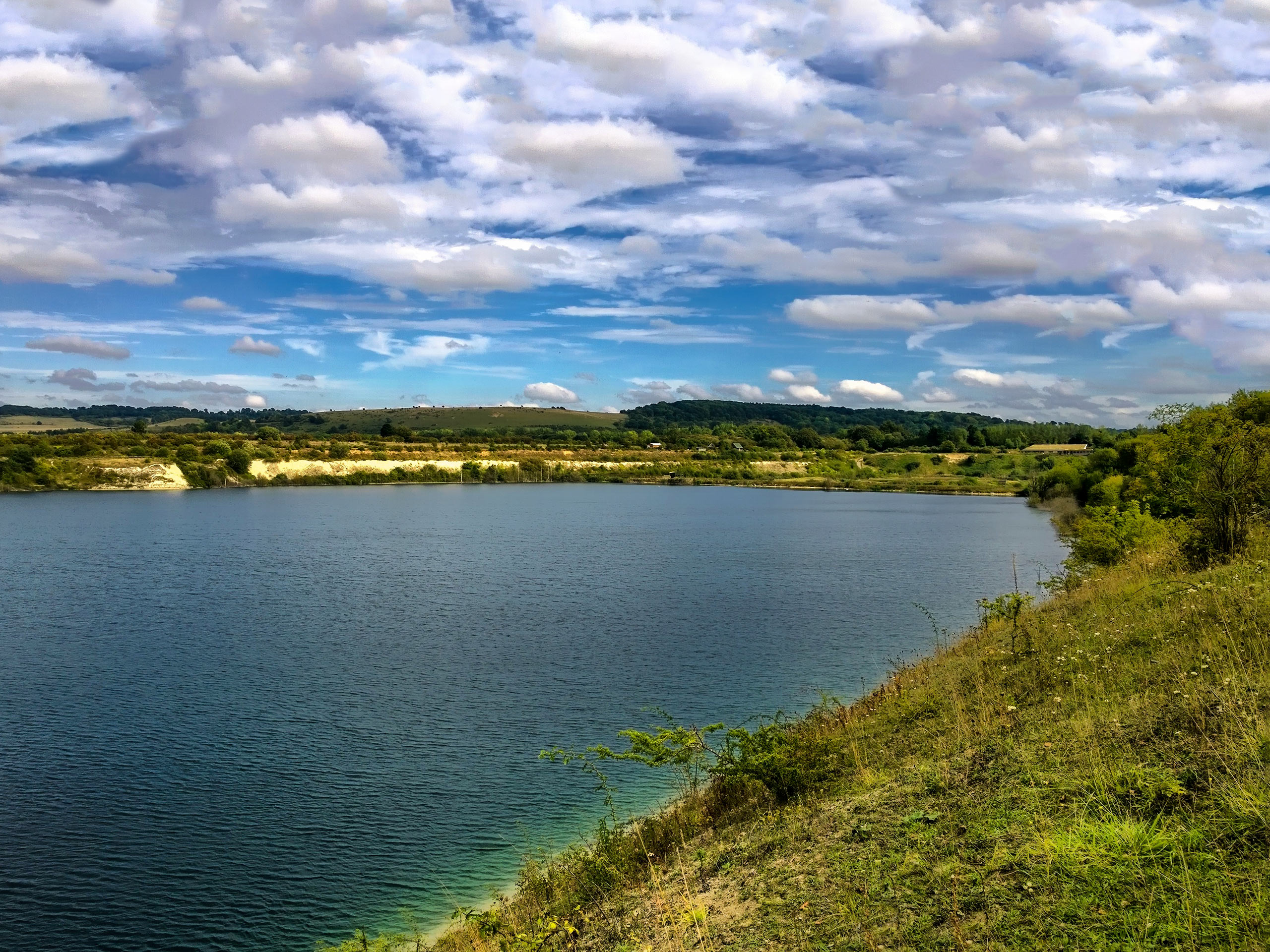 College Lake nature reserve in a former chalk quarry near Pitstone Buckinghamshire