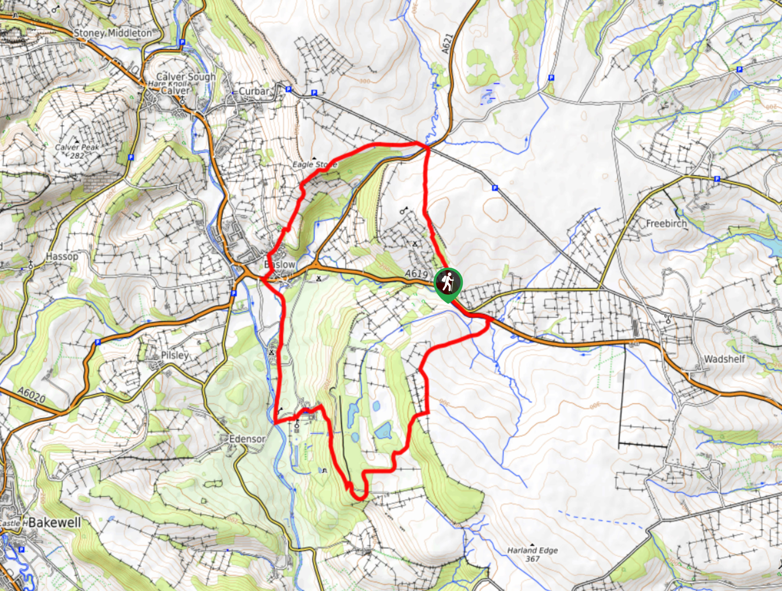 Birchen Edge to Chatsworth Walk Map