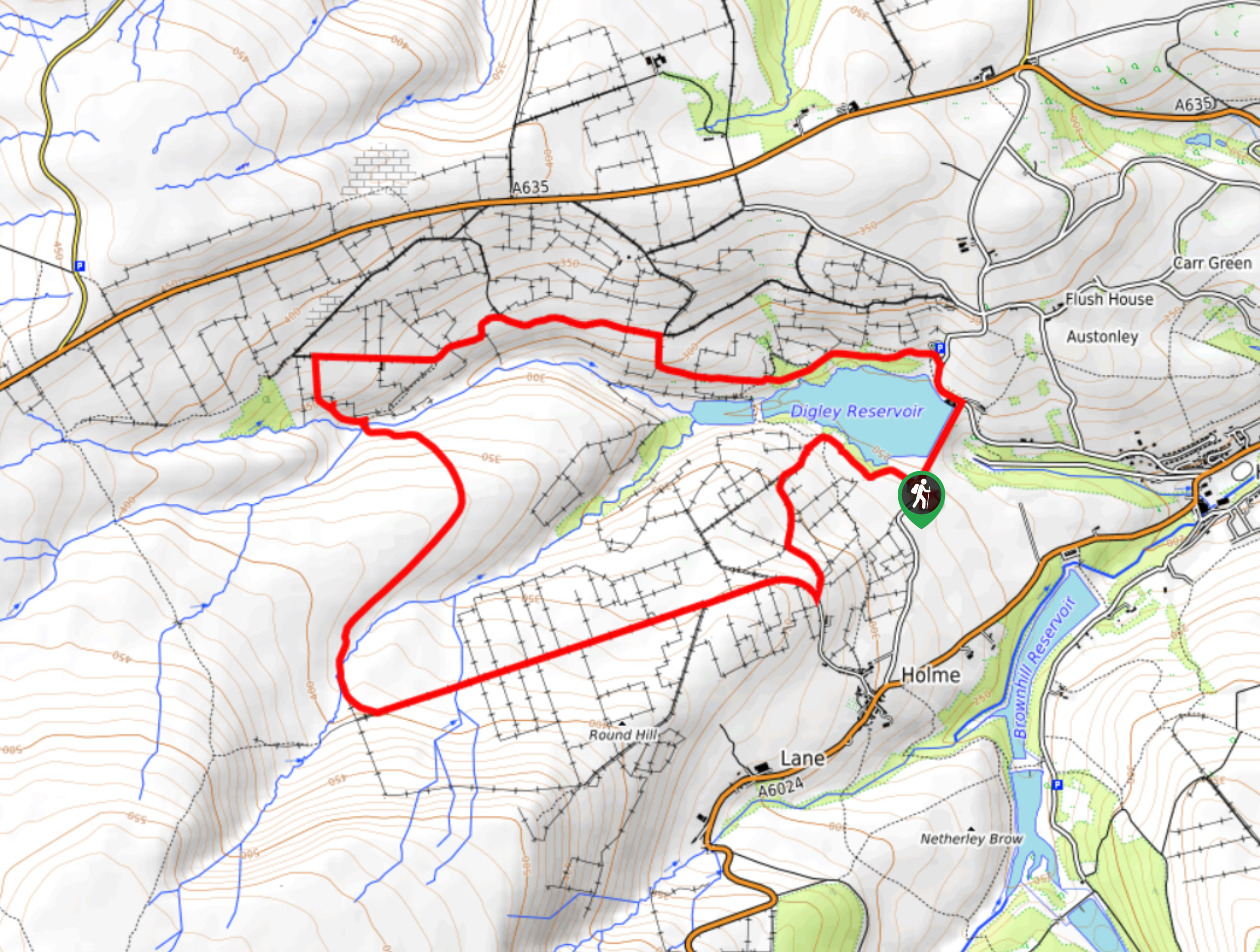Digley Reservoir & Moors Circular Map